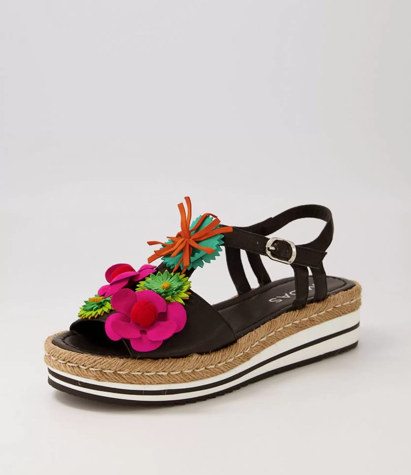 Outlet Abello Black Multi Leather Sandals Women Sandals