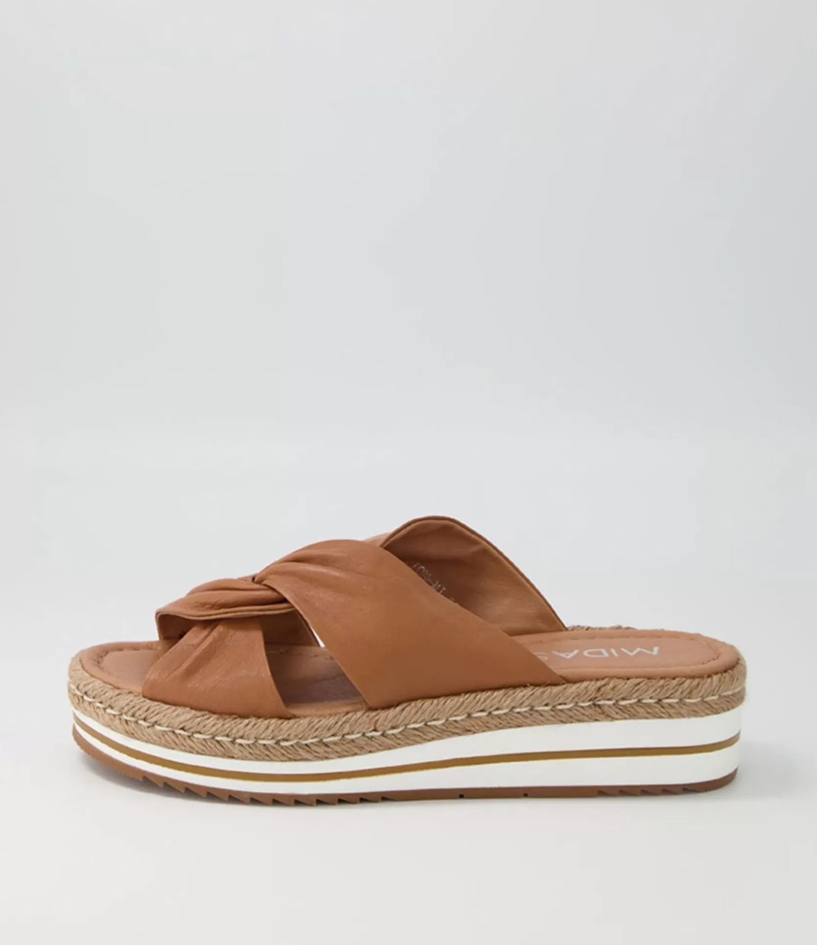 Cheap Action Dark Tan Leather Slides Women Sandals