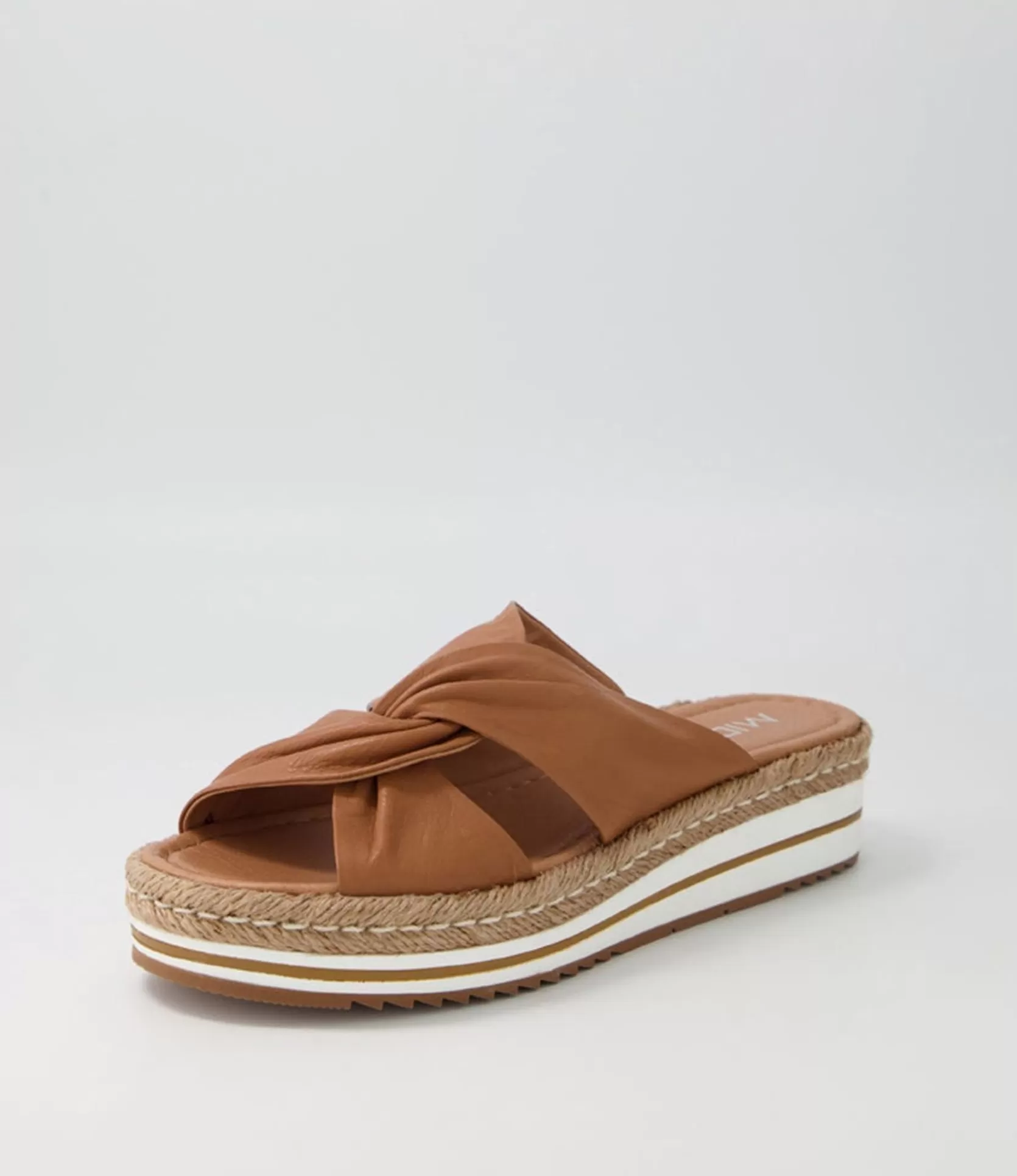 Cheap Action Dark Tan Leather Slides Women Sandals