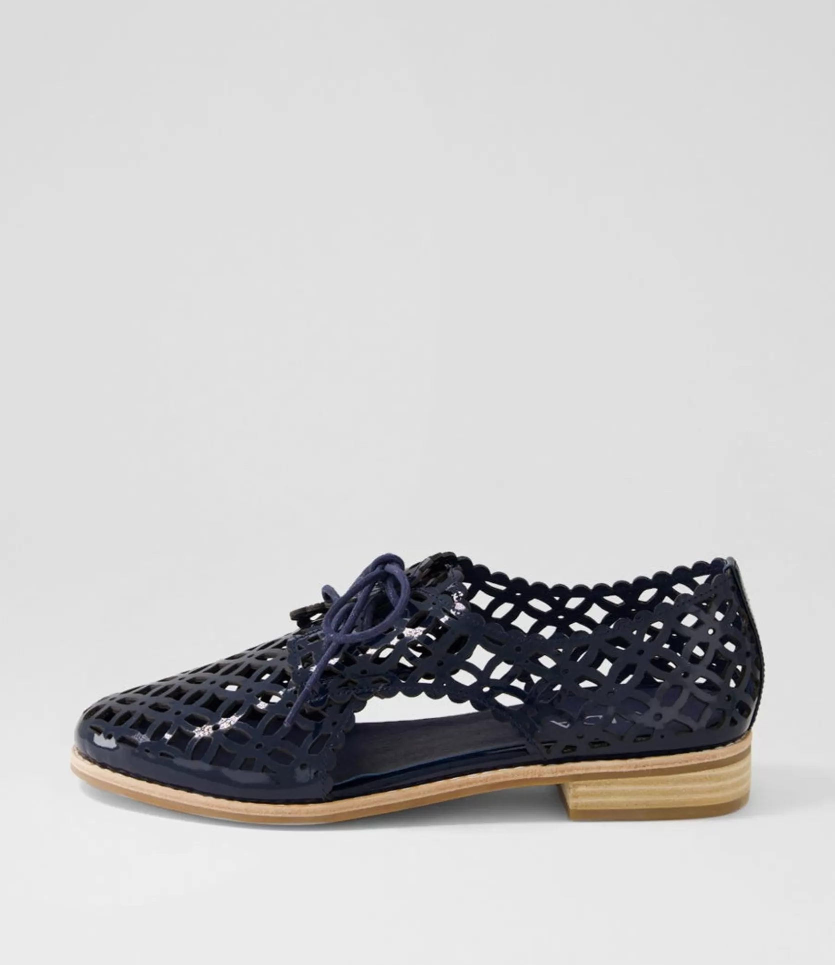 Cheap Addys Navy Patent Leather Lace Up Flats Women Flats