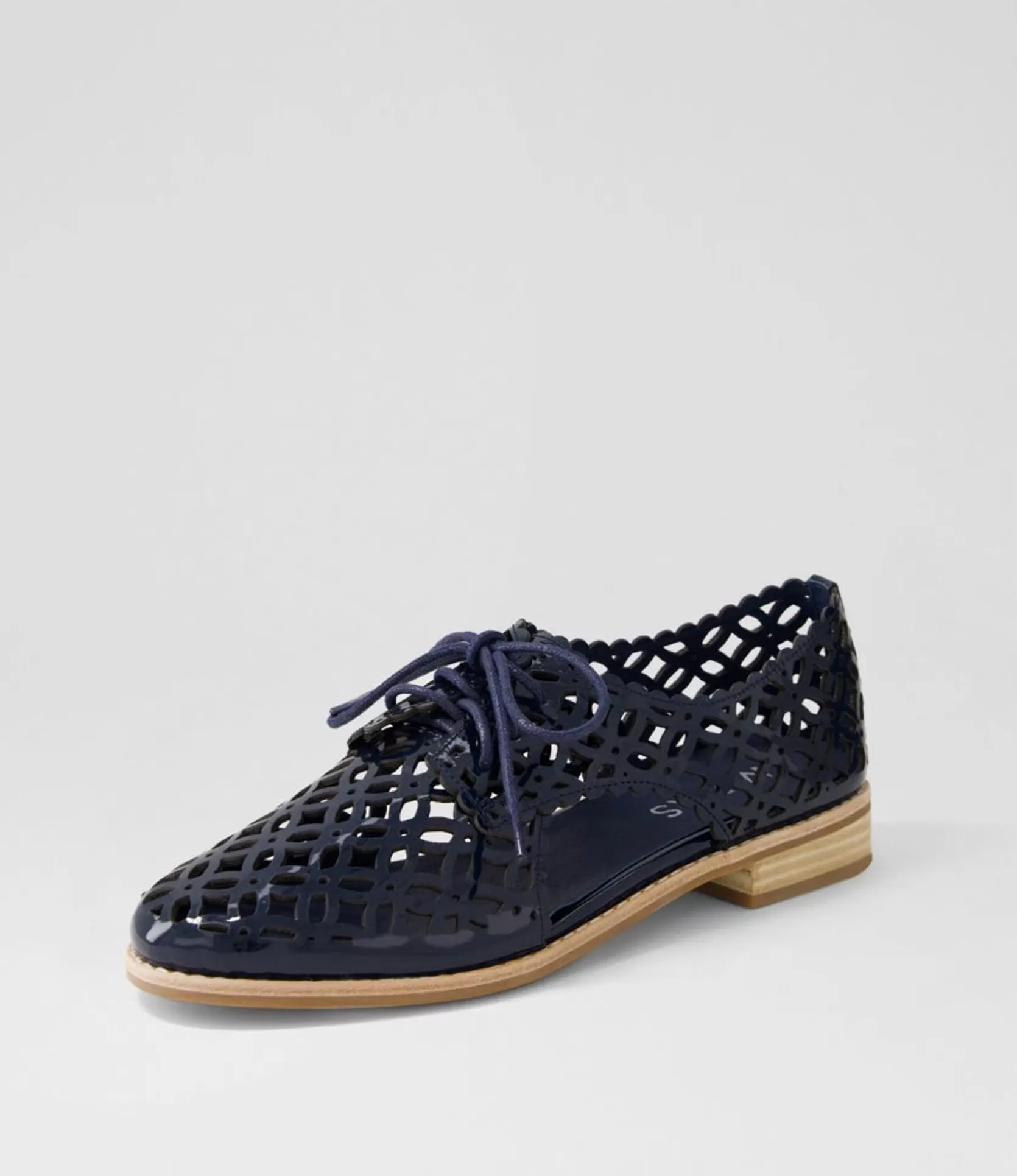 Cheap Addys Navy Patent Leather Lace Up Flats Women Flats