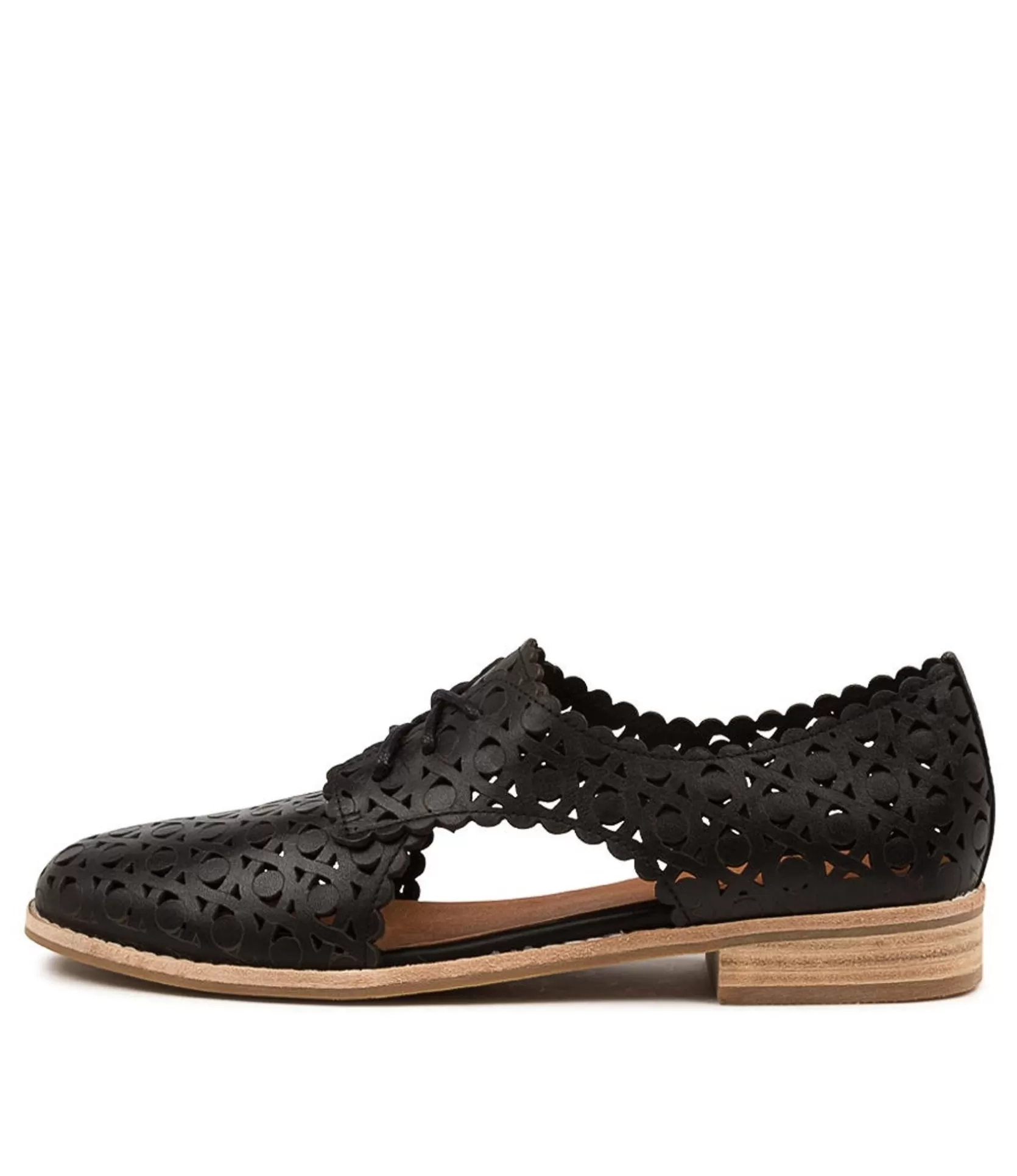Cheap Albay Black Leather Women Flats
