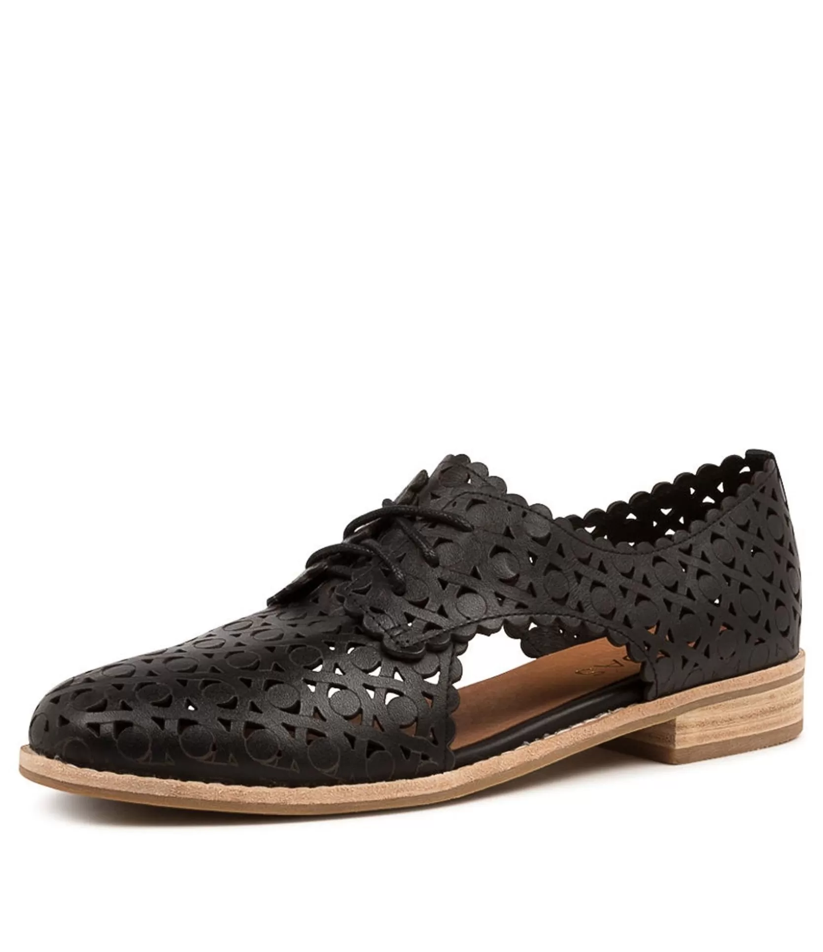 Cheap Albay Black Leather Women Flats
