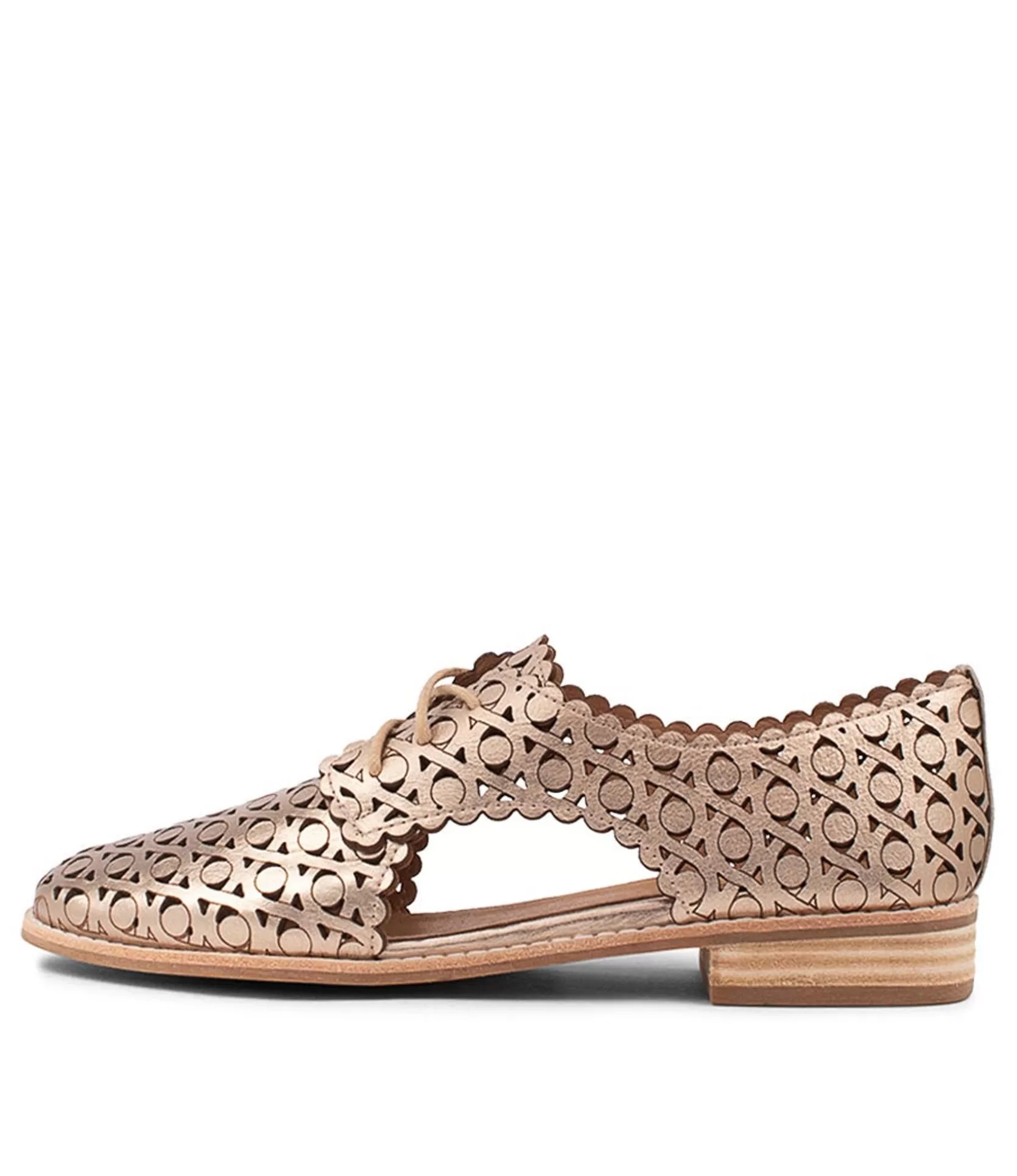 Cheap Albay Champagne Leather Lace Up Flats Women Flats