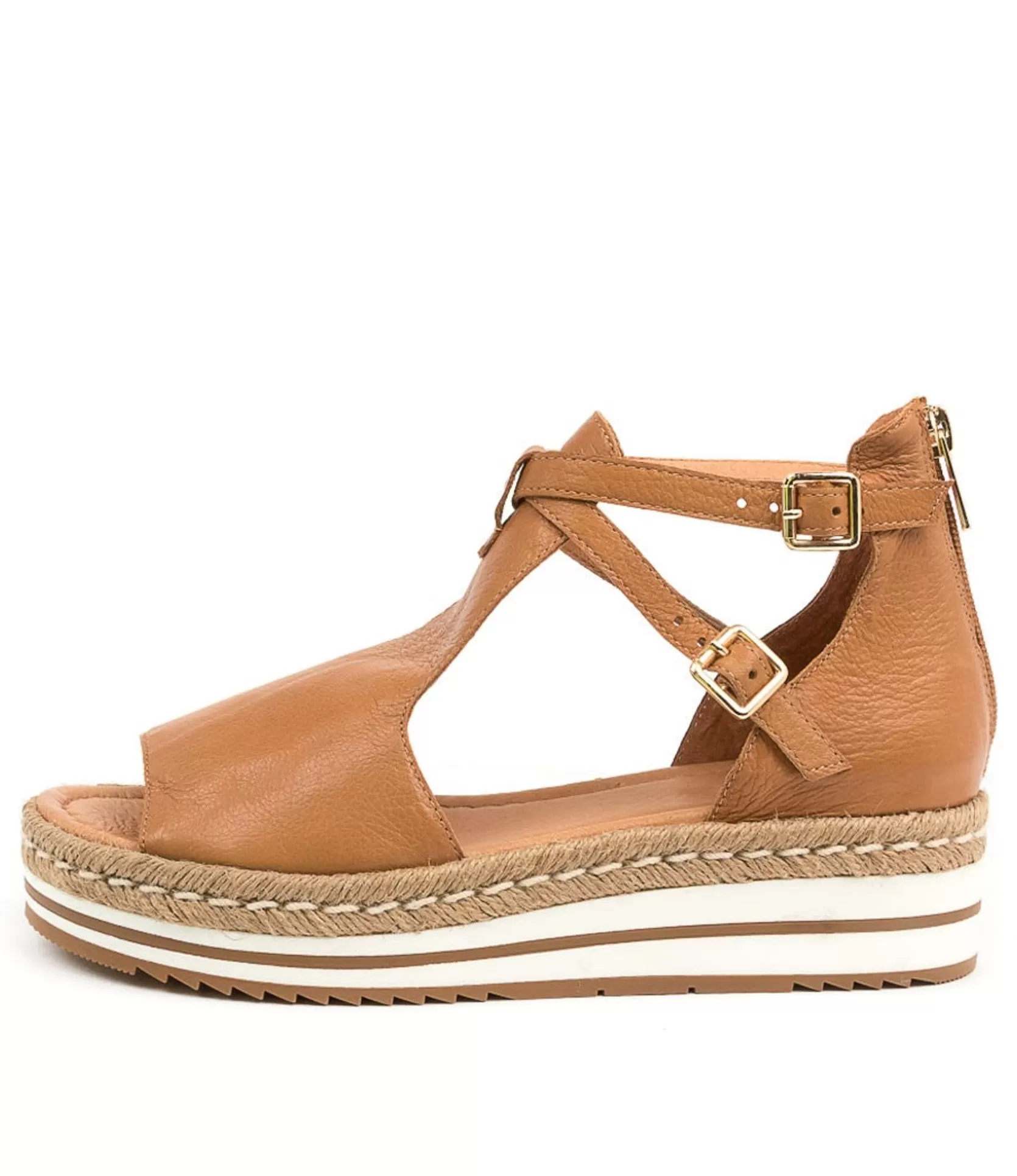 Cheap Alexus Dk Tan Leather Women Flats