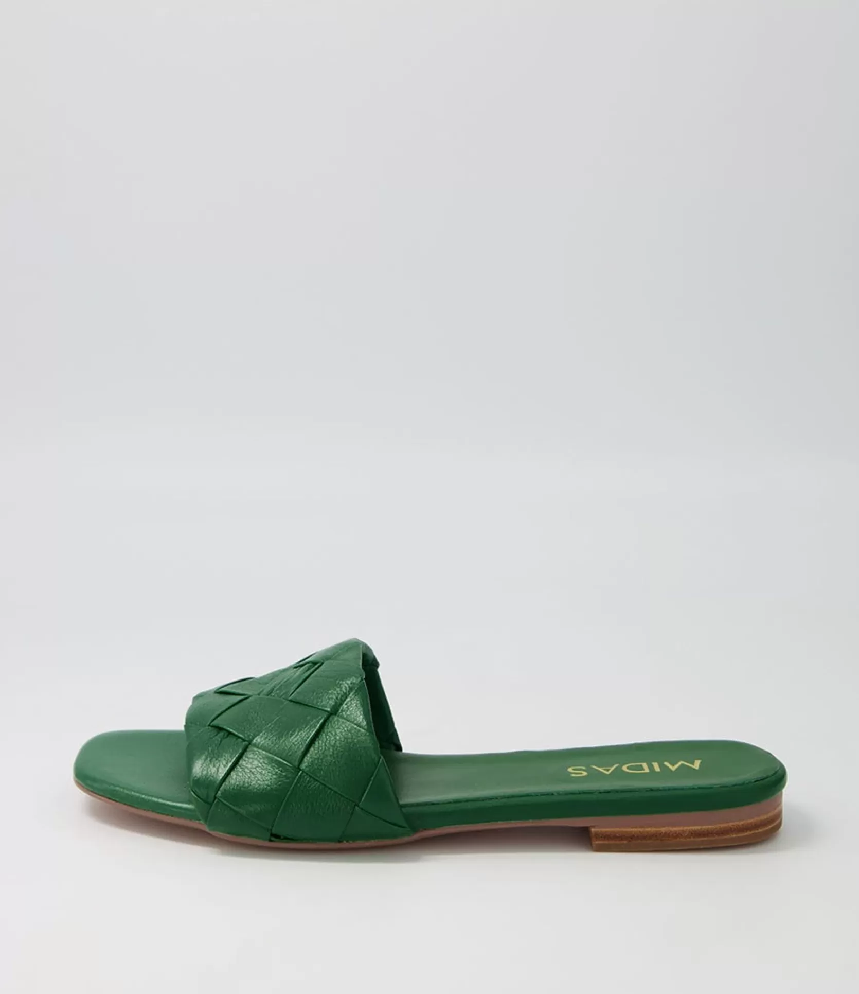 Cheap Allday Bright Green Leather Slides Women Flats