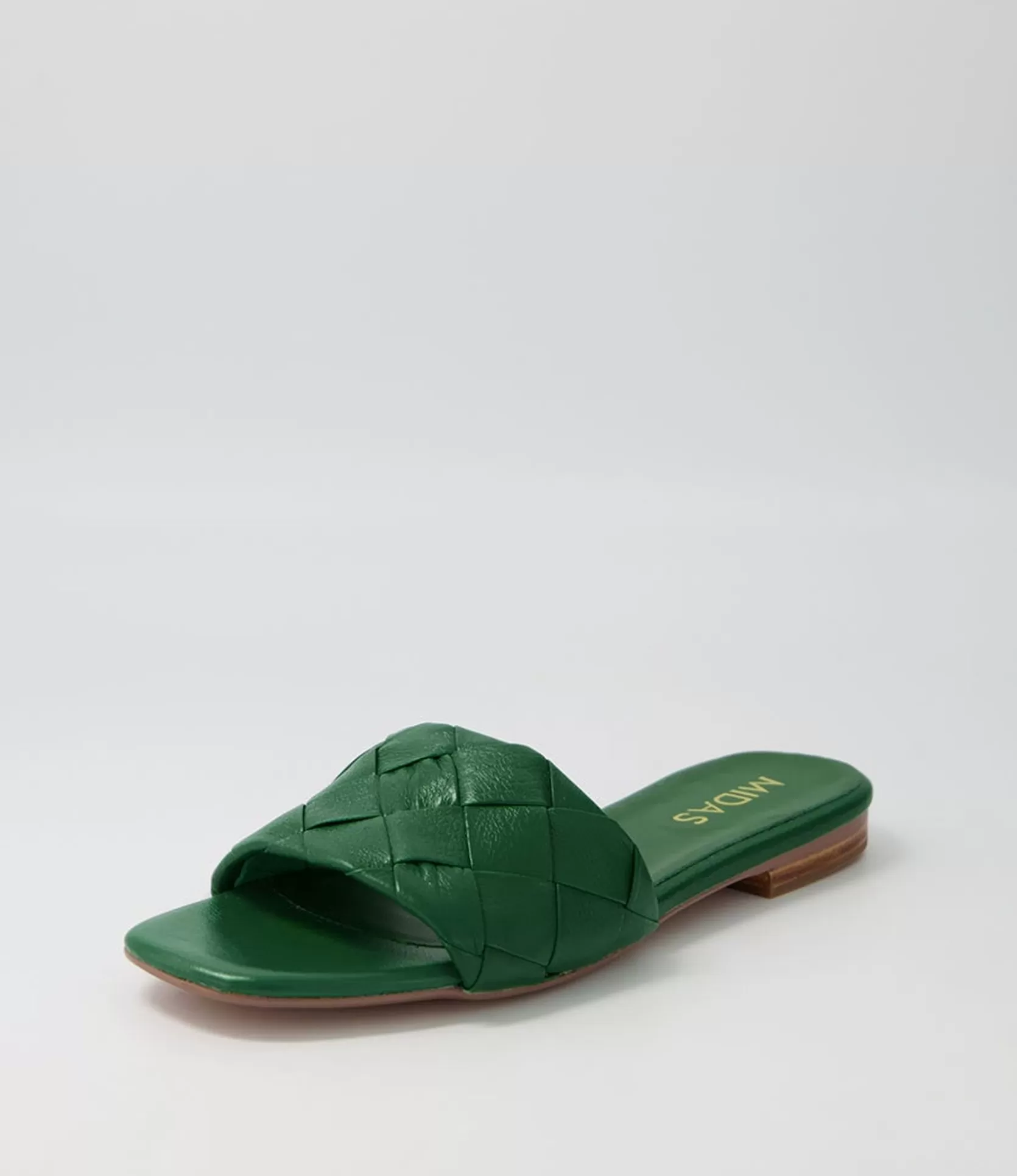 Cheap Allday Bright Green Leather Slides Women Flats