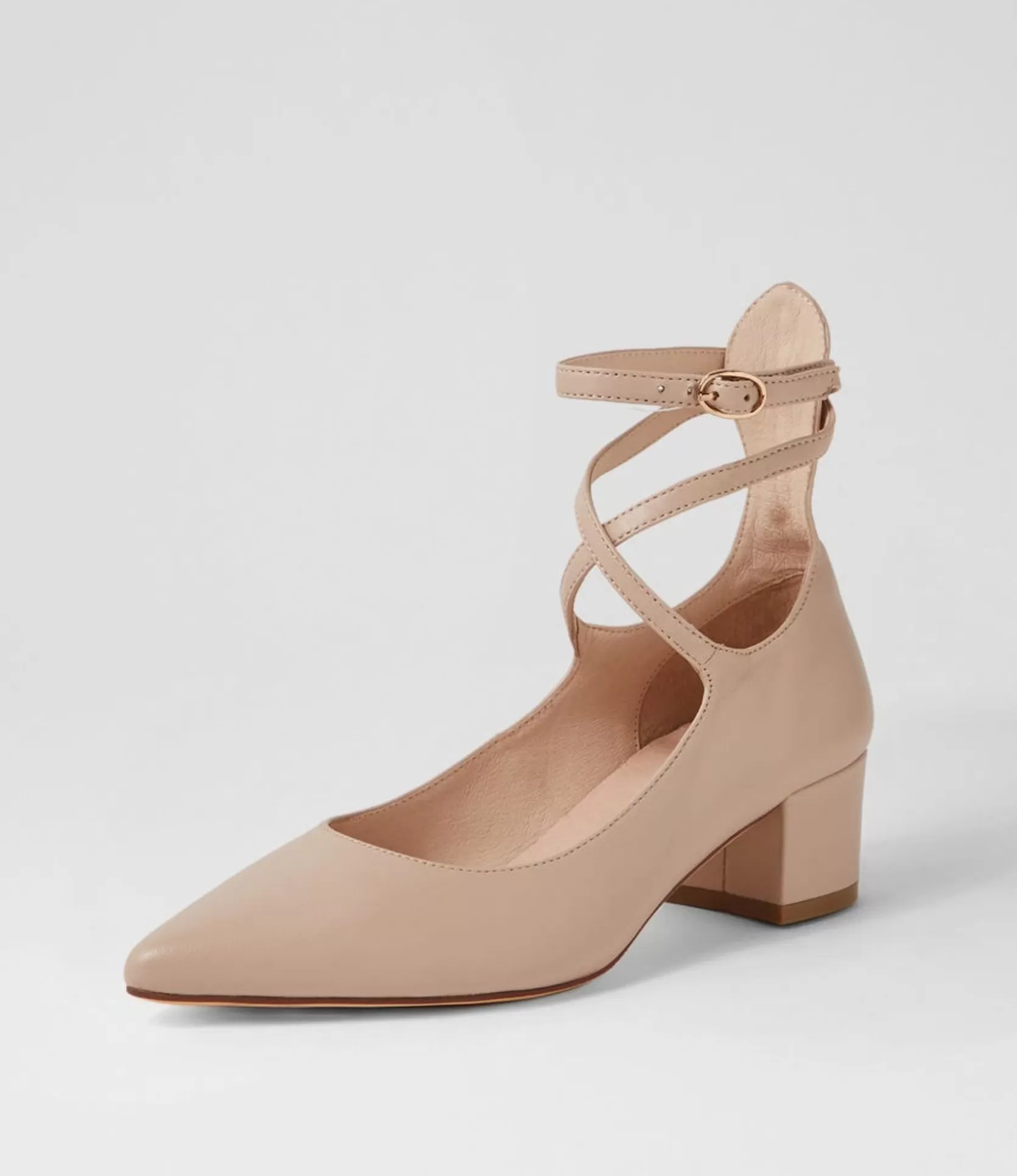 Cheap Alyiahe Nude Leather Heels Women Heels