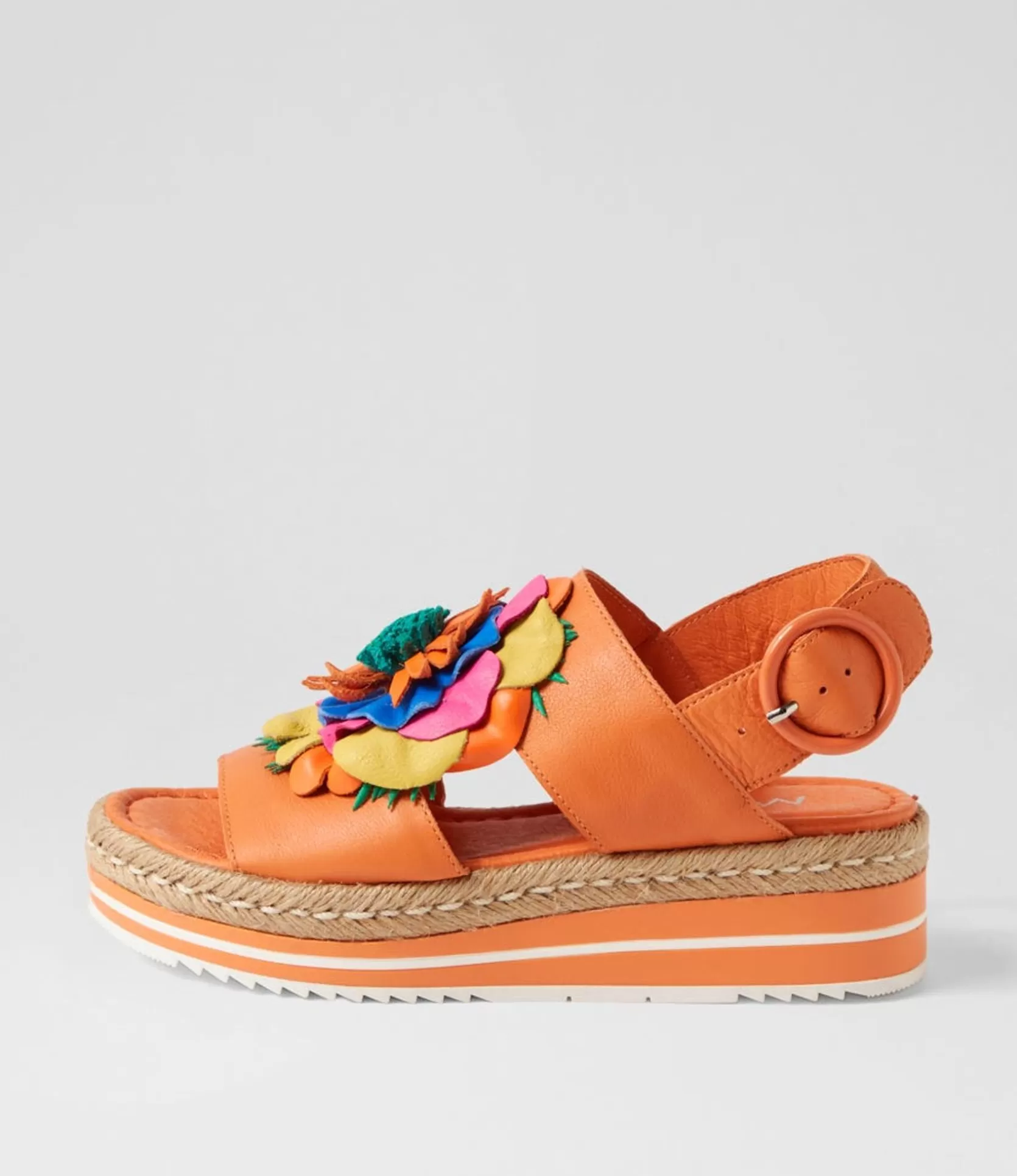 Sale Amaro Bright Orange Multi Leather Sandals Women Sandals