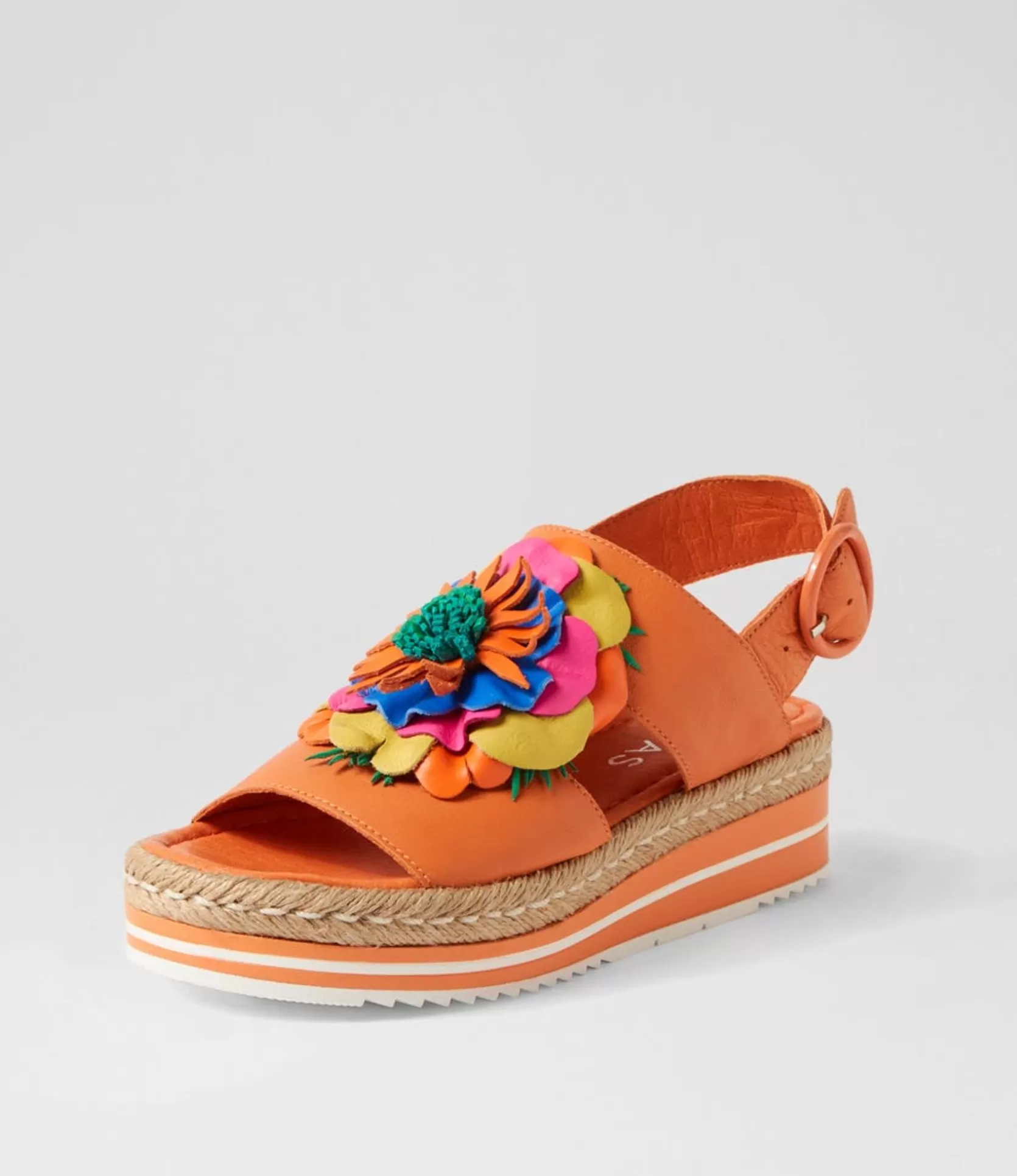 Sale Amaro Bright Orange Multi Leather Sandals Women Sandals