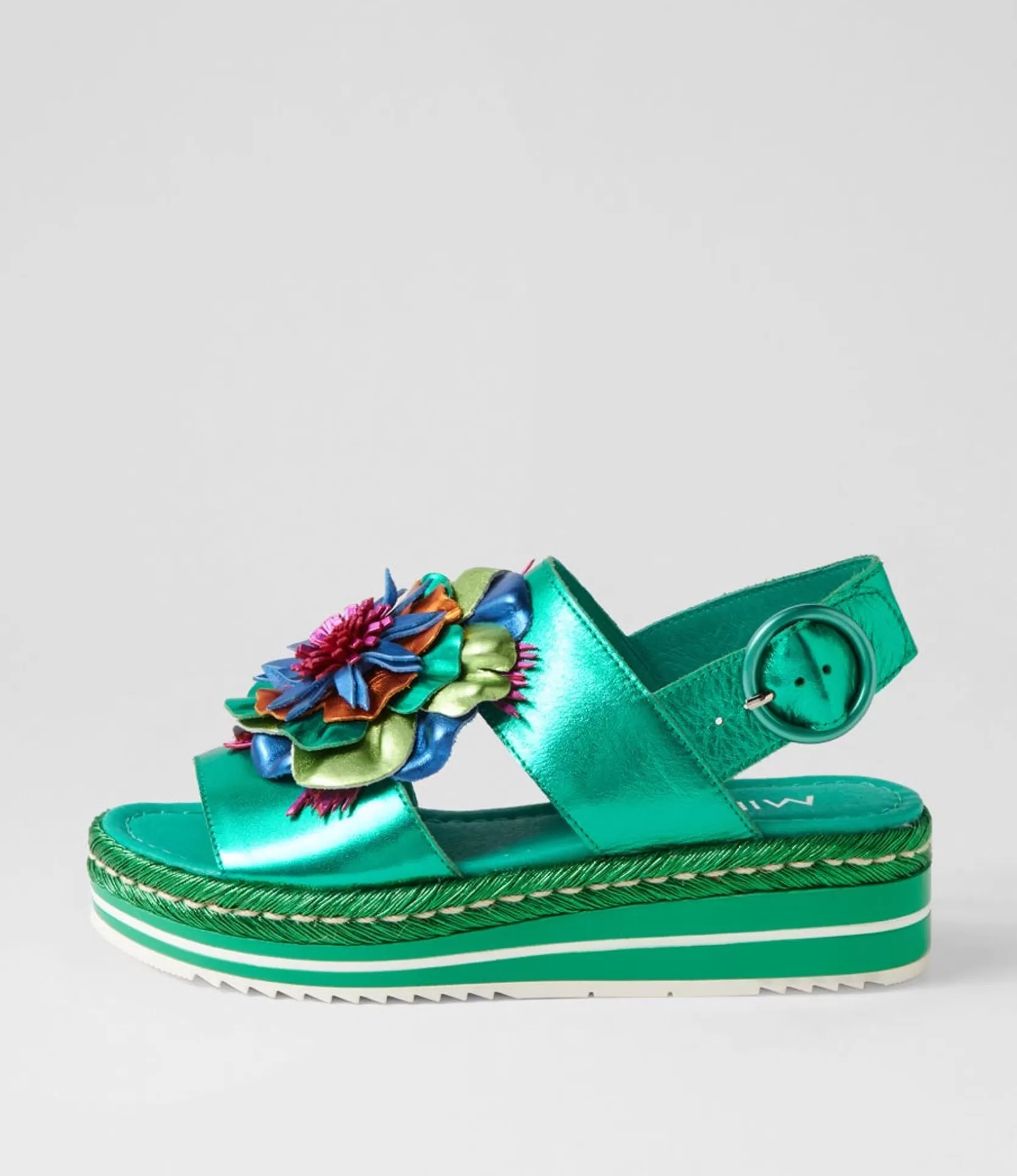 New Amaro Emerald Metallic Multi Leather Sandals Women Sandals