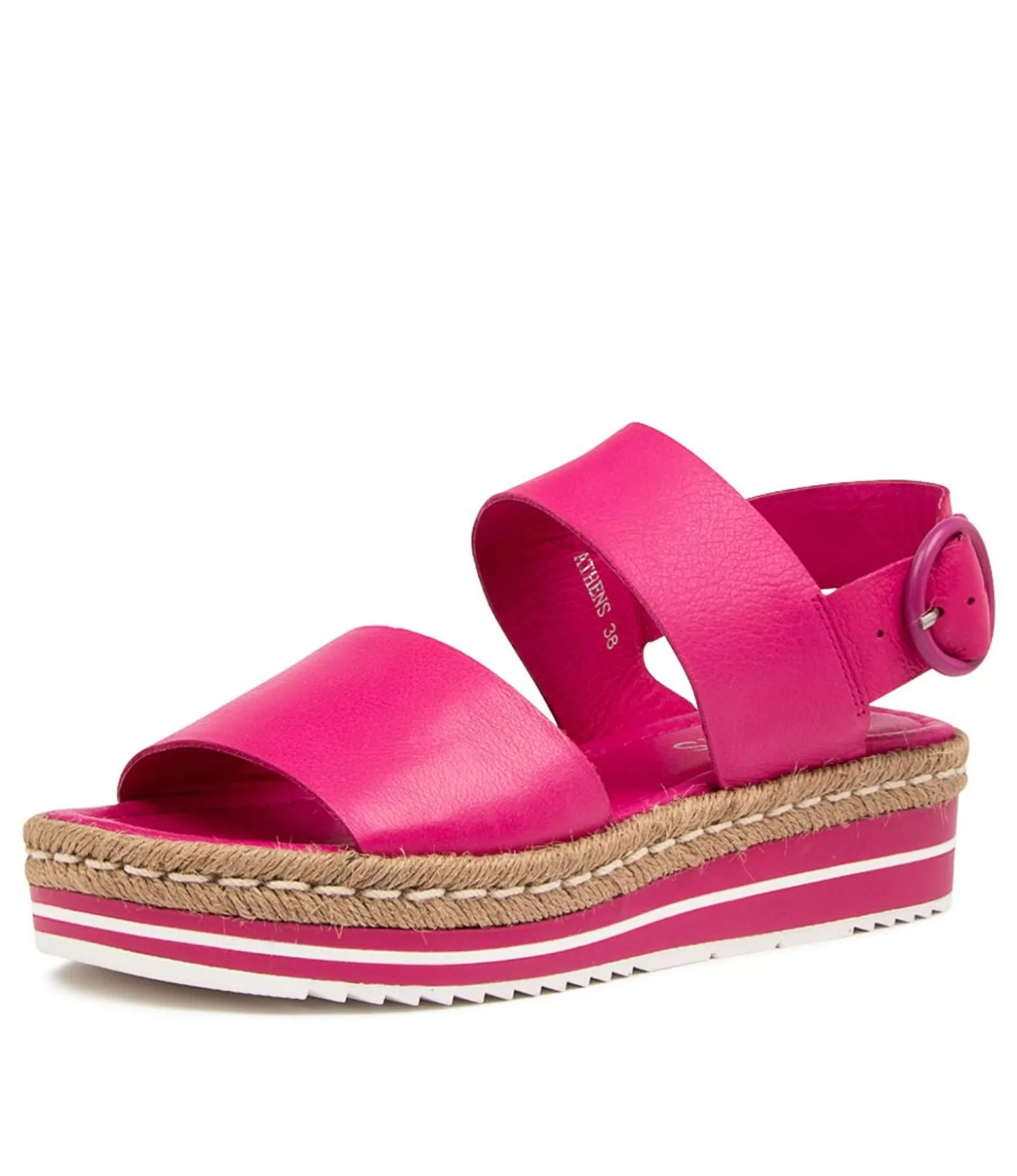 Fashion Athens Fuchsia Leather Women Espadrilles