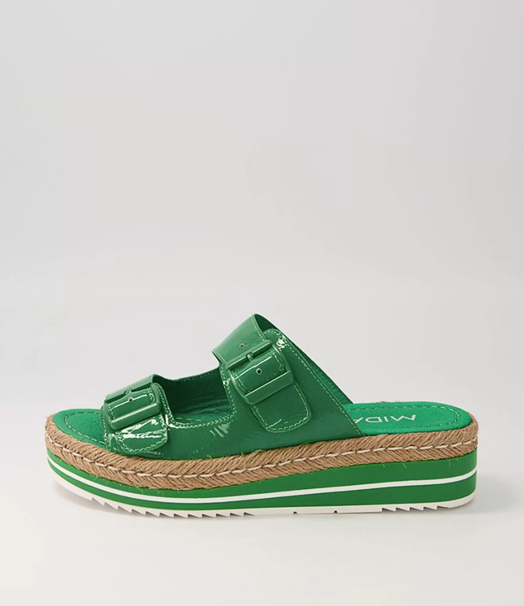 Cheap Axil Emerald Patent Leather Slides Women Flats