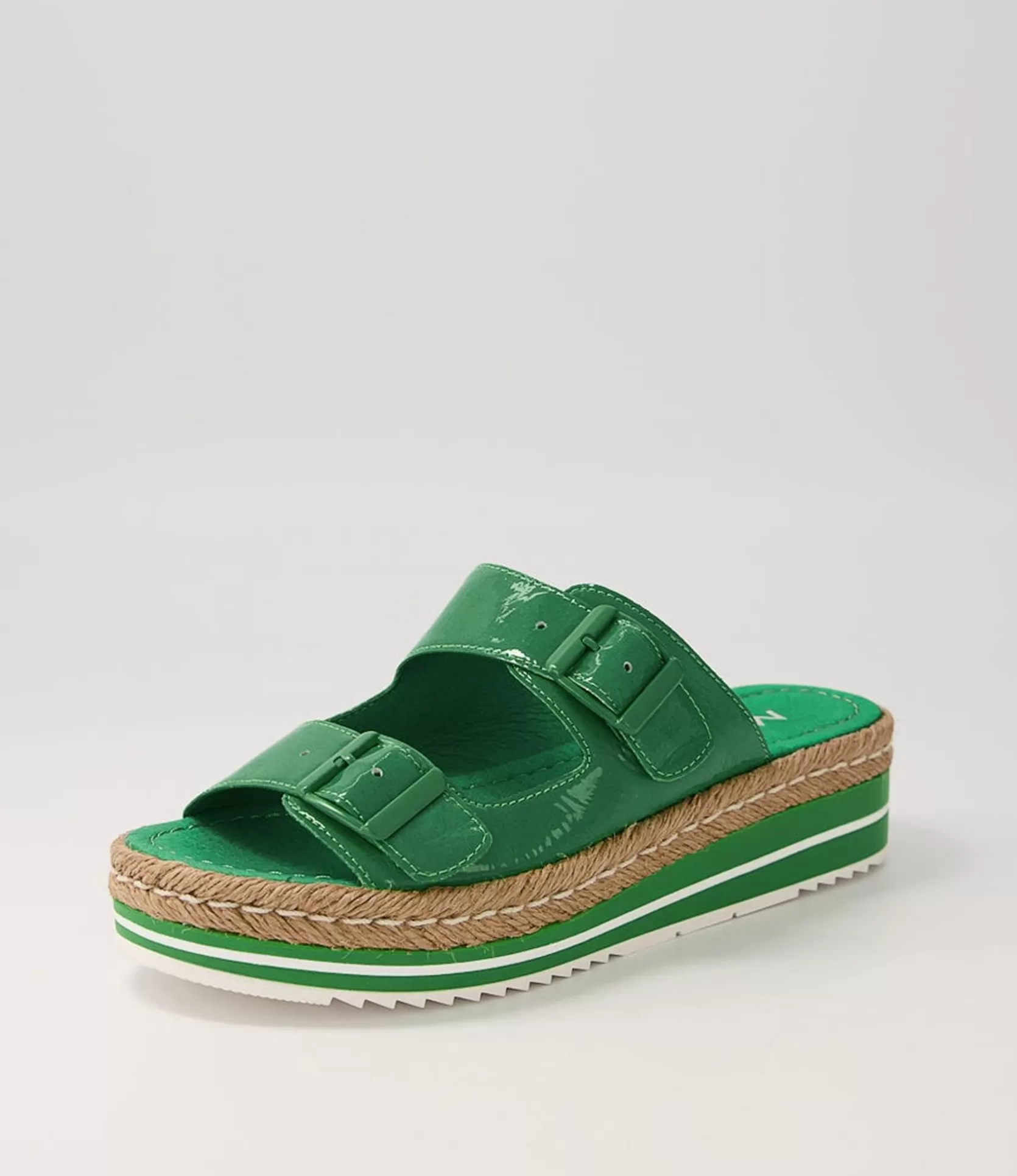 Cheap Axil Emerald Patent Leather Slides Women Flats