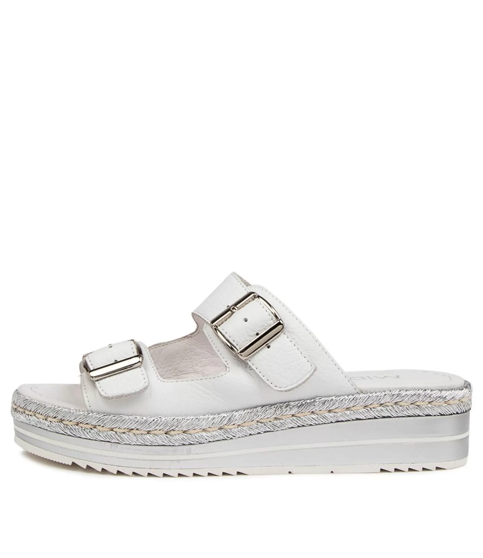 Outlet Axil White Silver Leather Women Slides