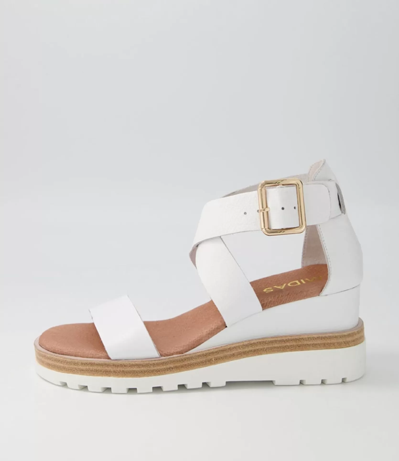 Cheap Beckett White Leather Sandals Women Wedges