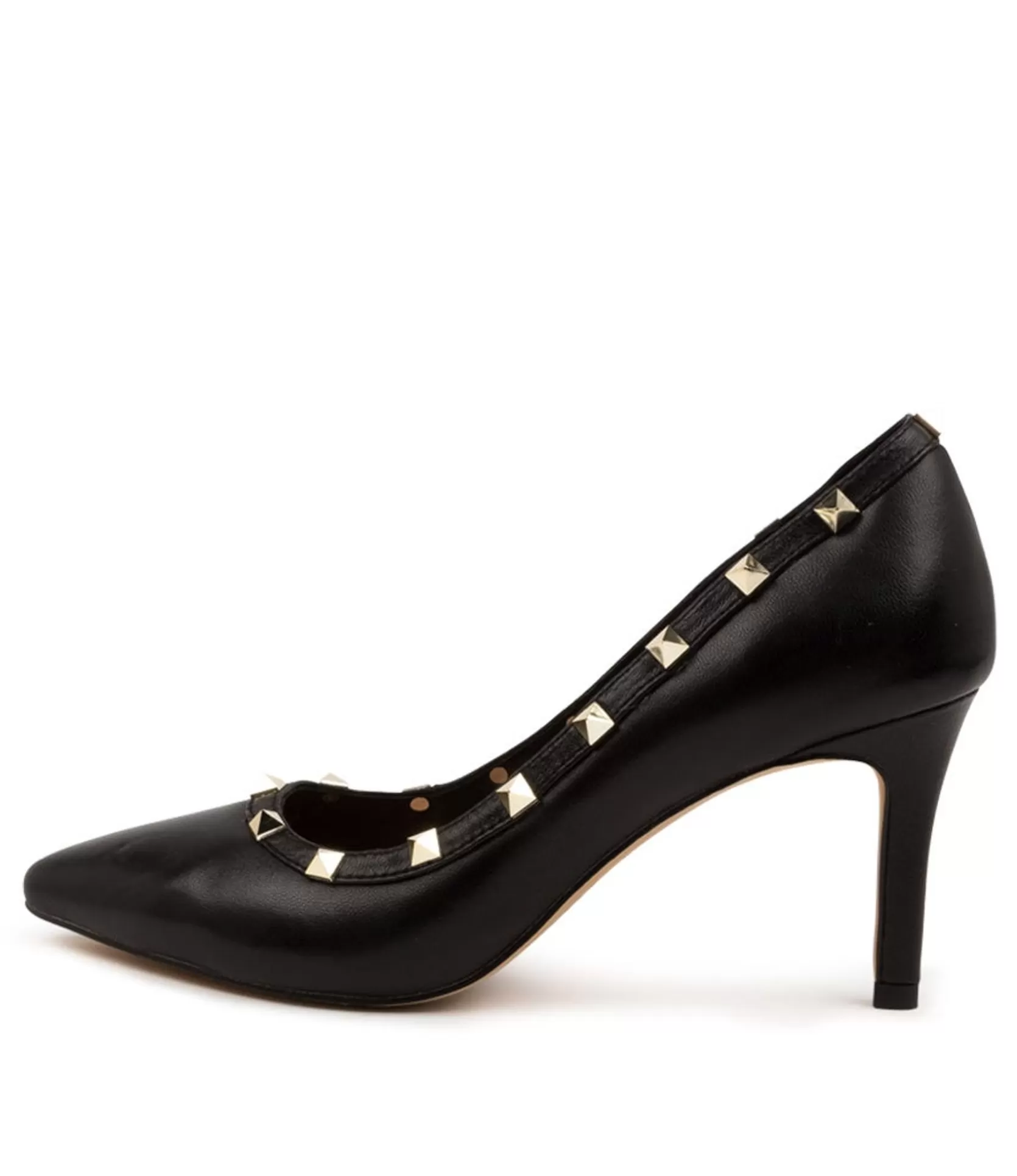 Store Beckry Black Leather Women Heels