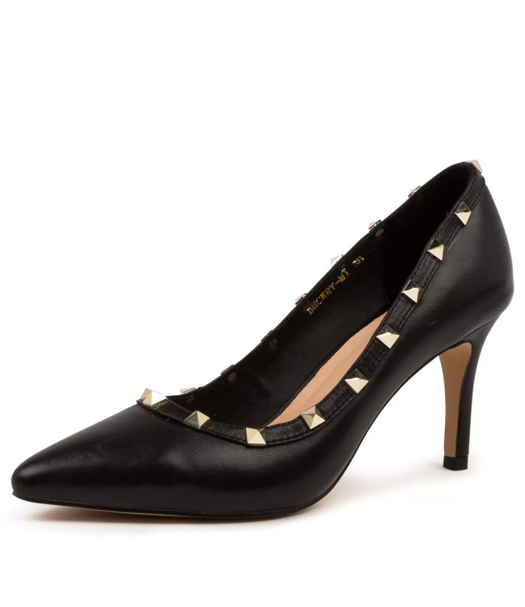 Store Beckry Black Leather Women Heels