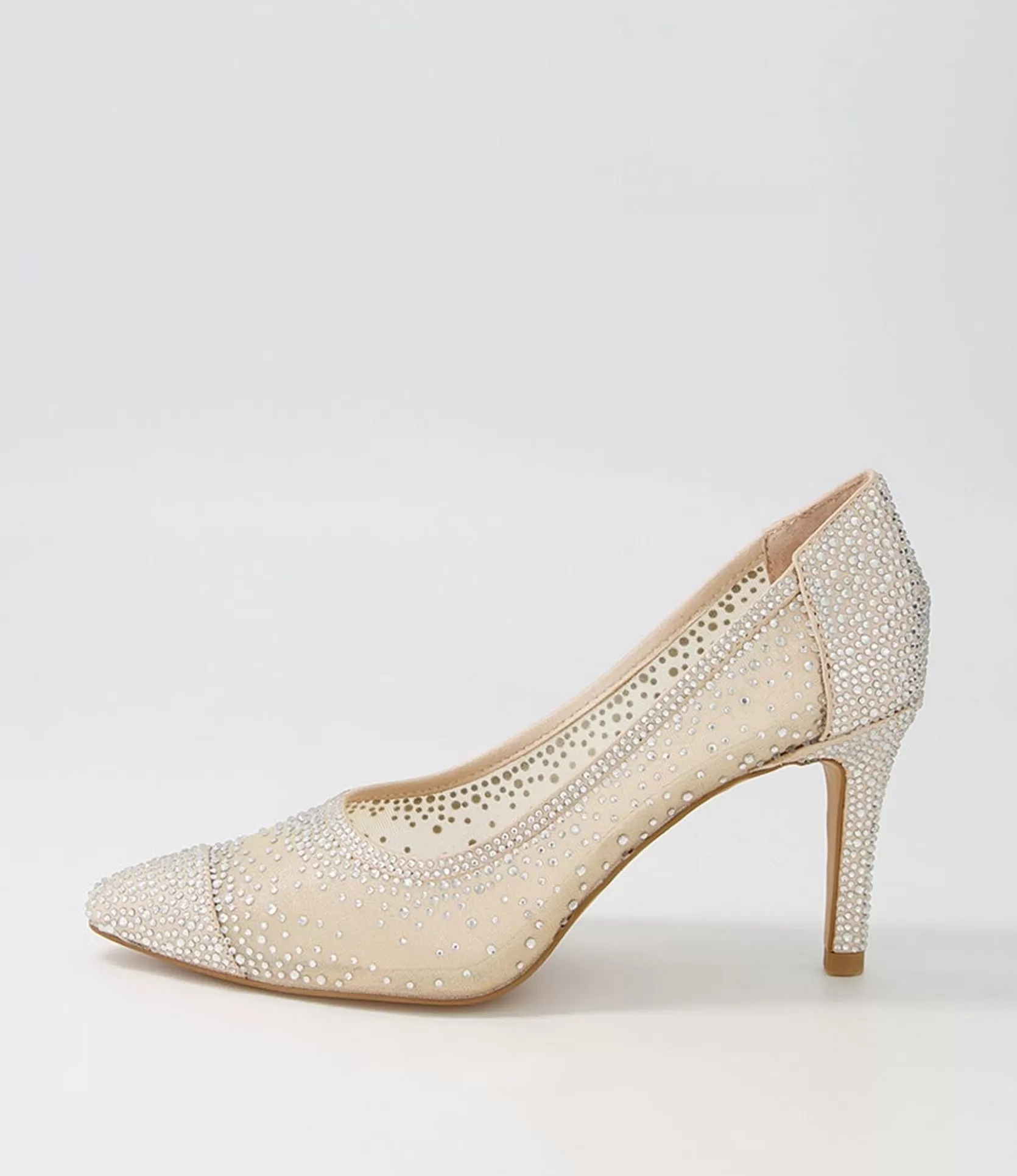 Cheap Benita Nude Shimmer Silver Multi Pump Women Heels