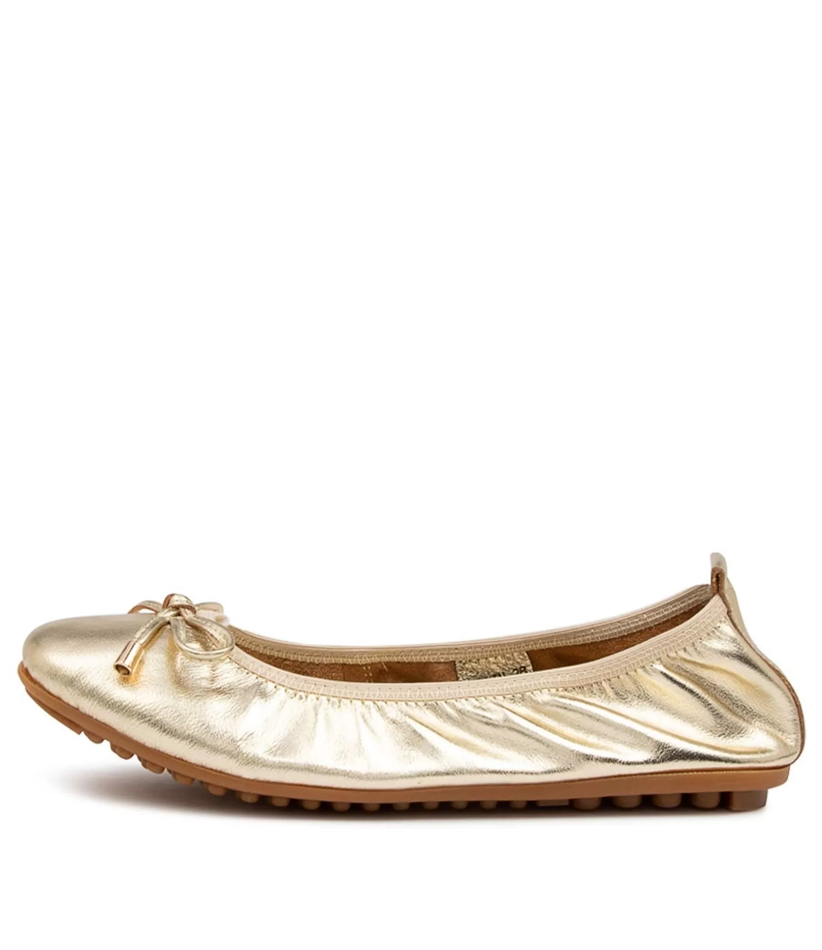 Cheap Berlin Pale Gold Leather Women Flats