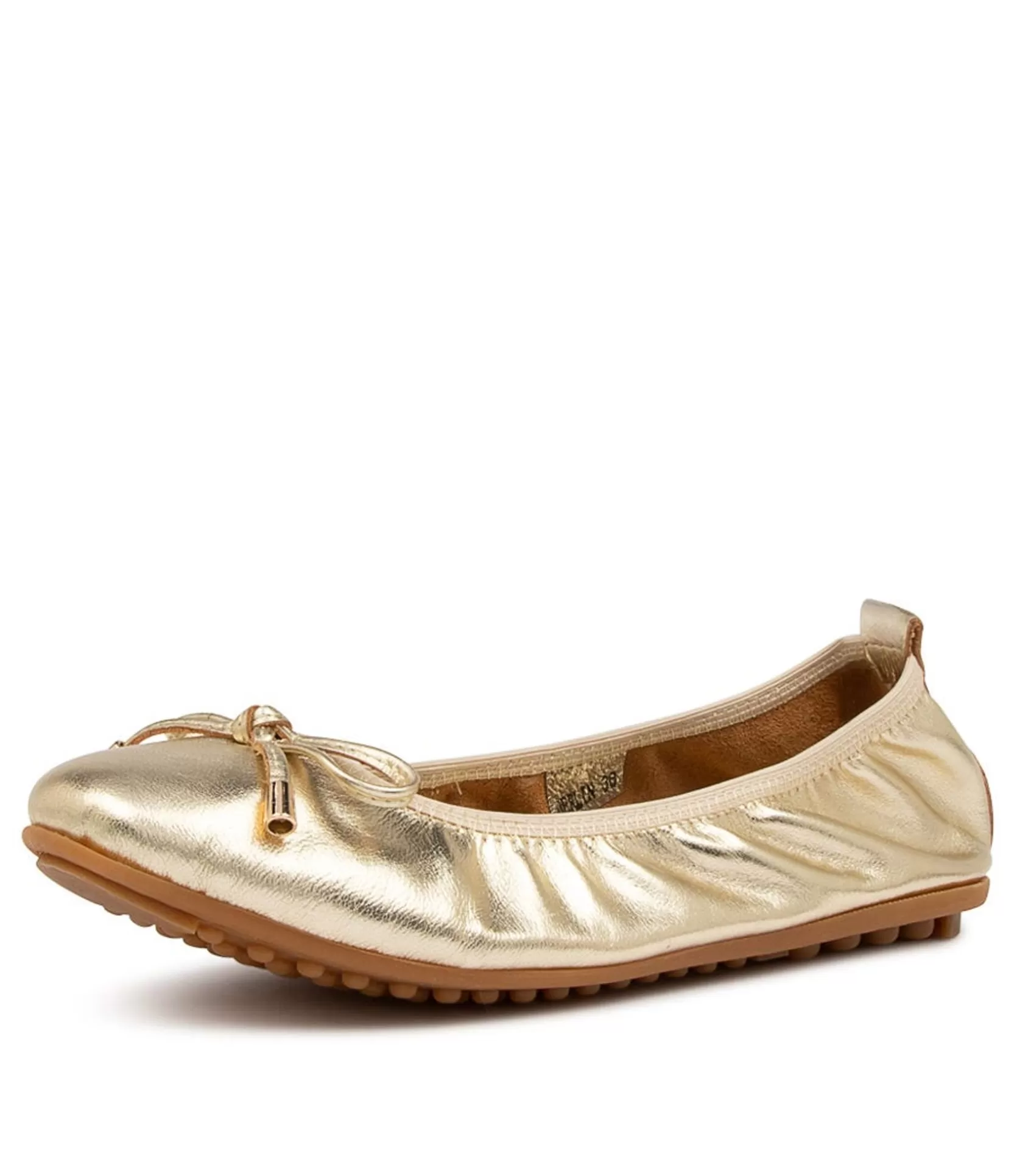 Cheap Berlin Pale Gold Leather Women Flats