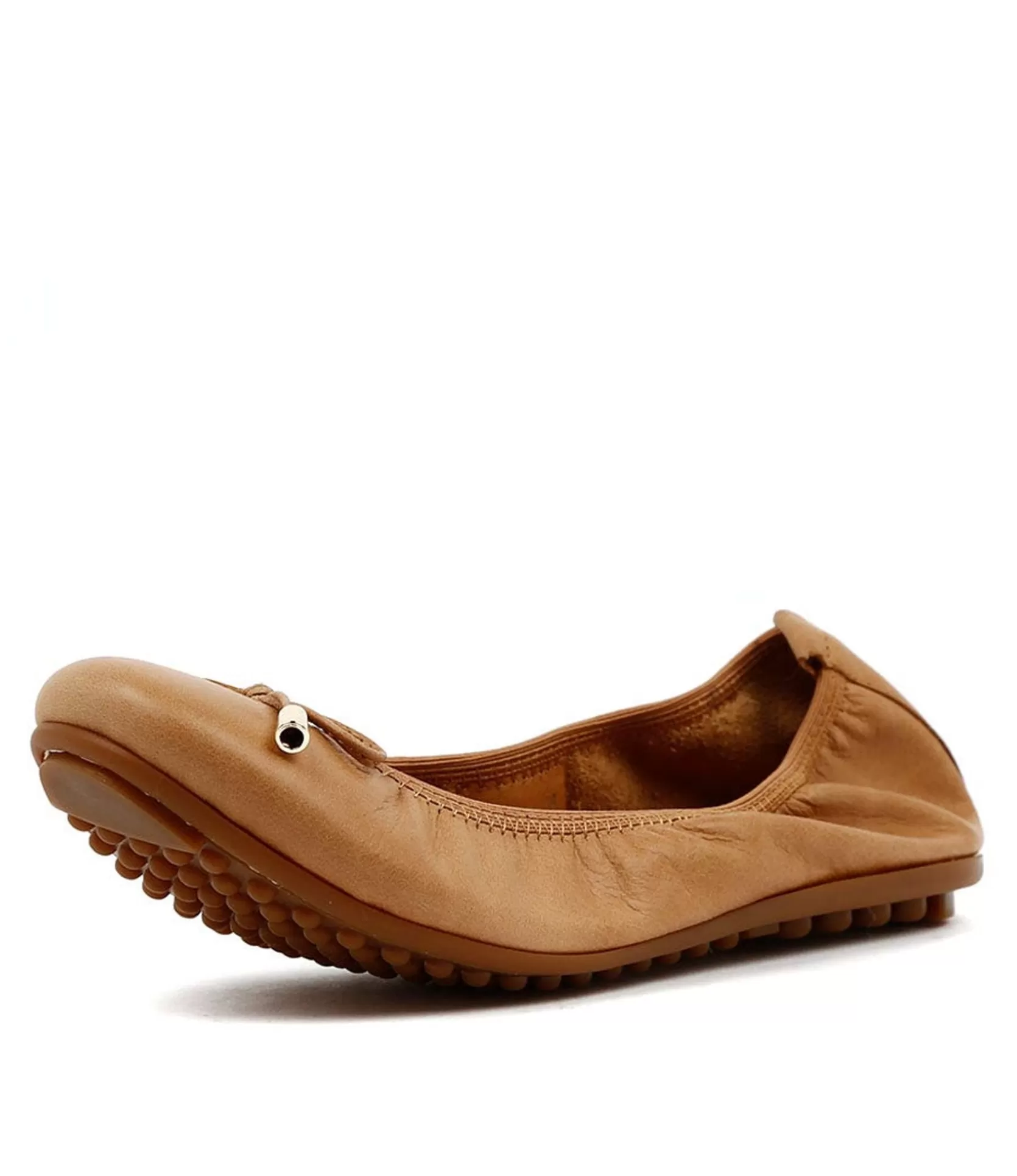 Cheap Berlin Tan Leather Women Flats