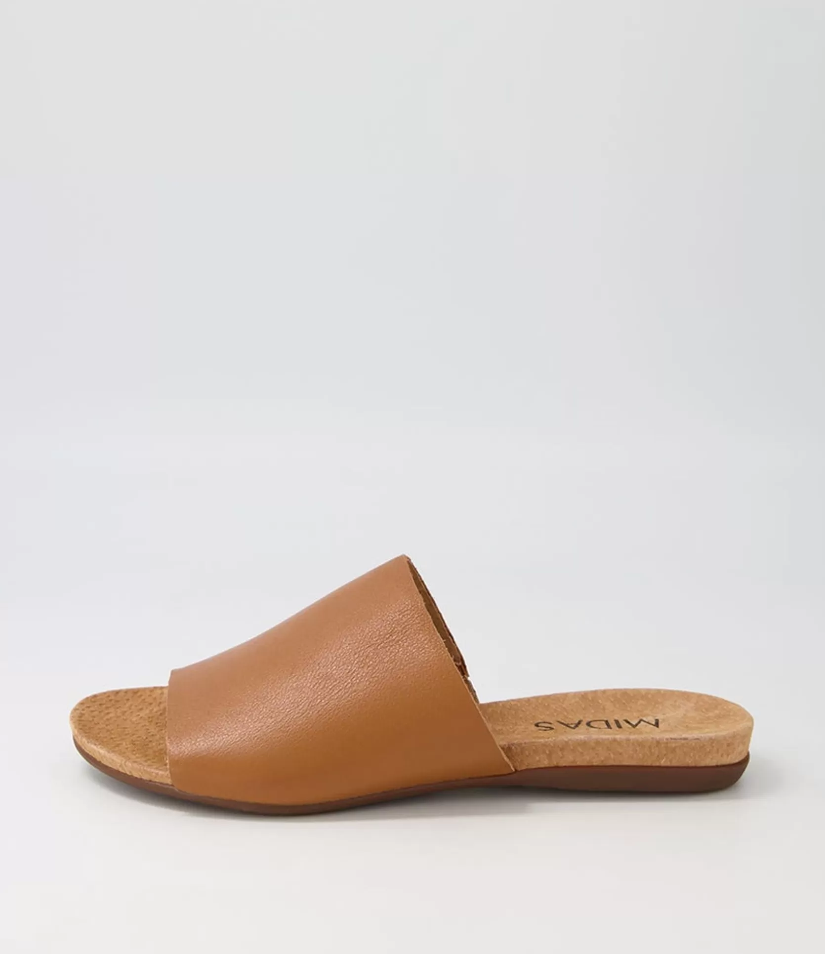 Cheap Berta Dark Tan Leather Slides Women Flats