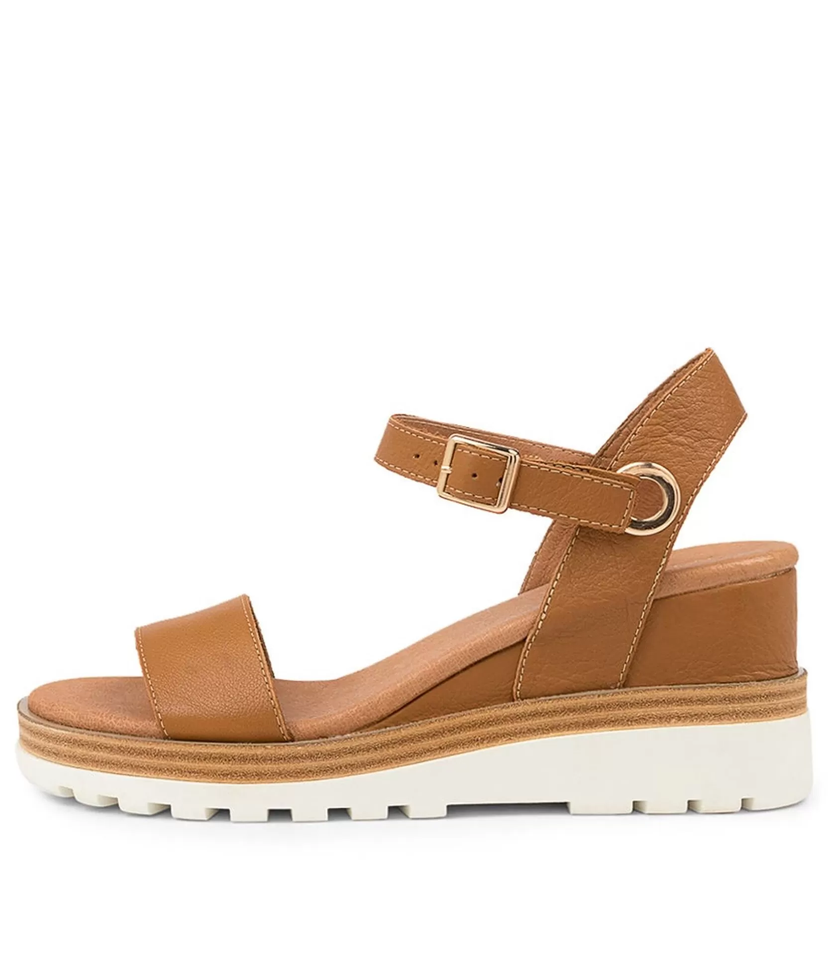 New Boggle Dk Tan Leather Women Wedges