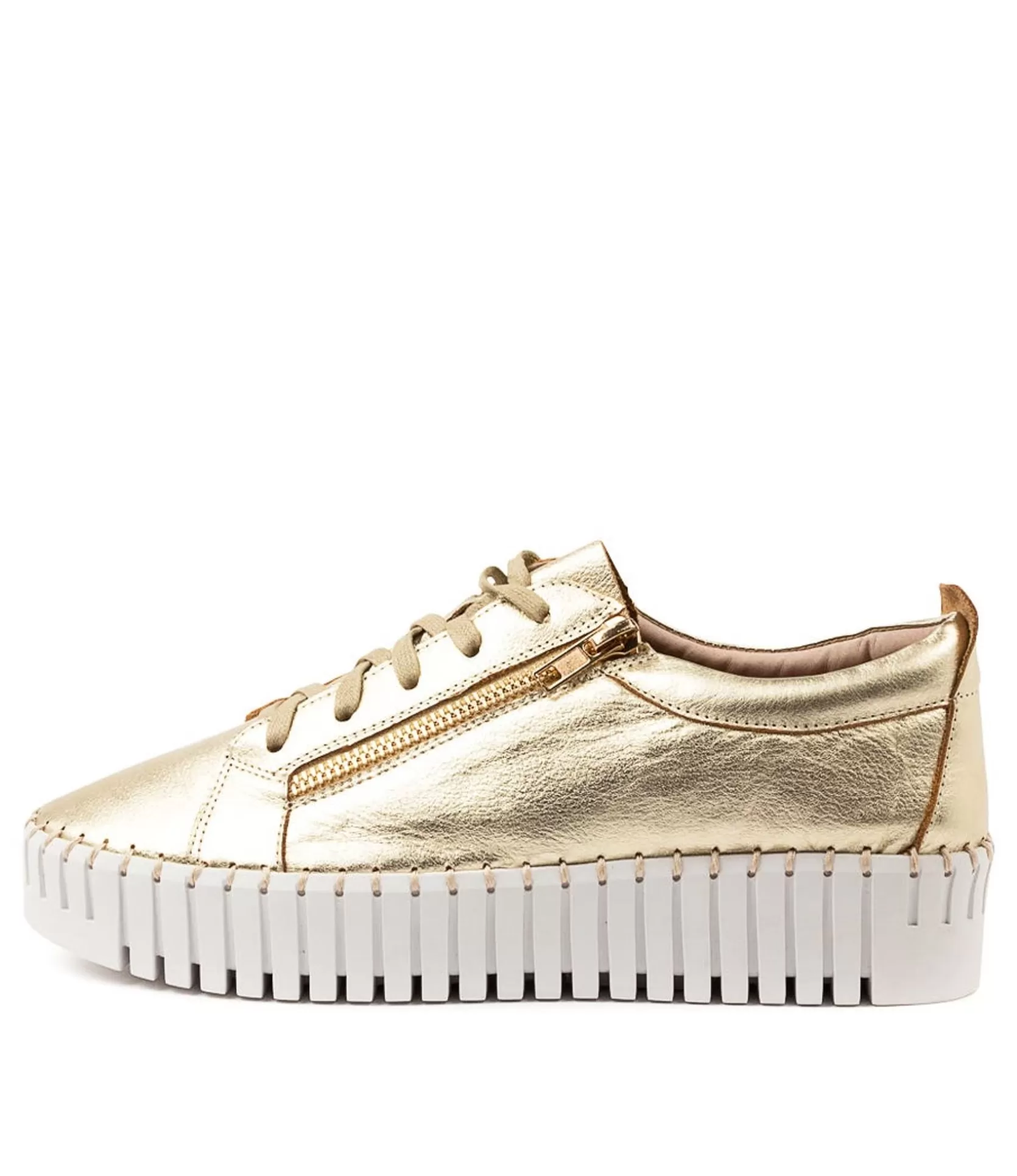 Best Braelyn Pale Gold Leather Women Sneakers