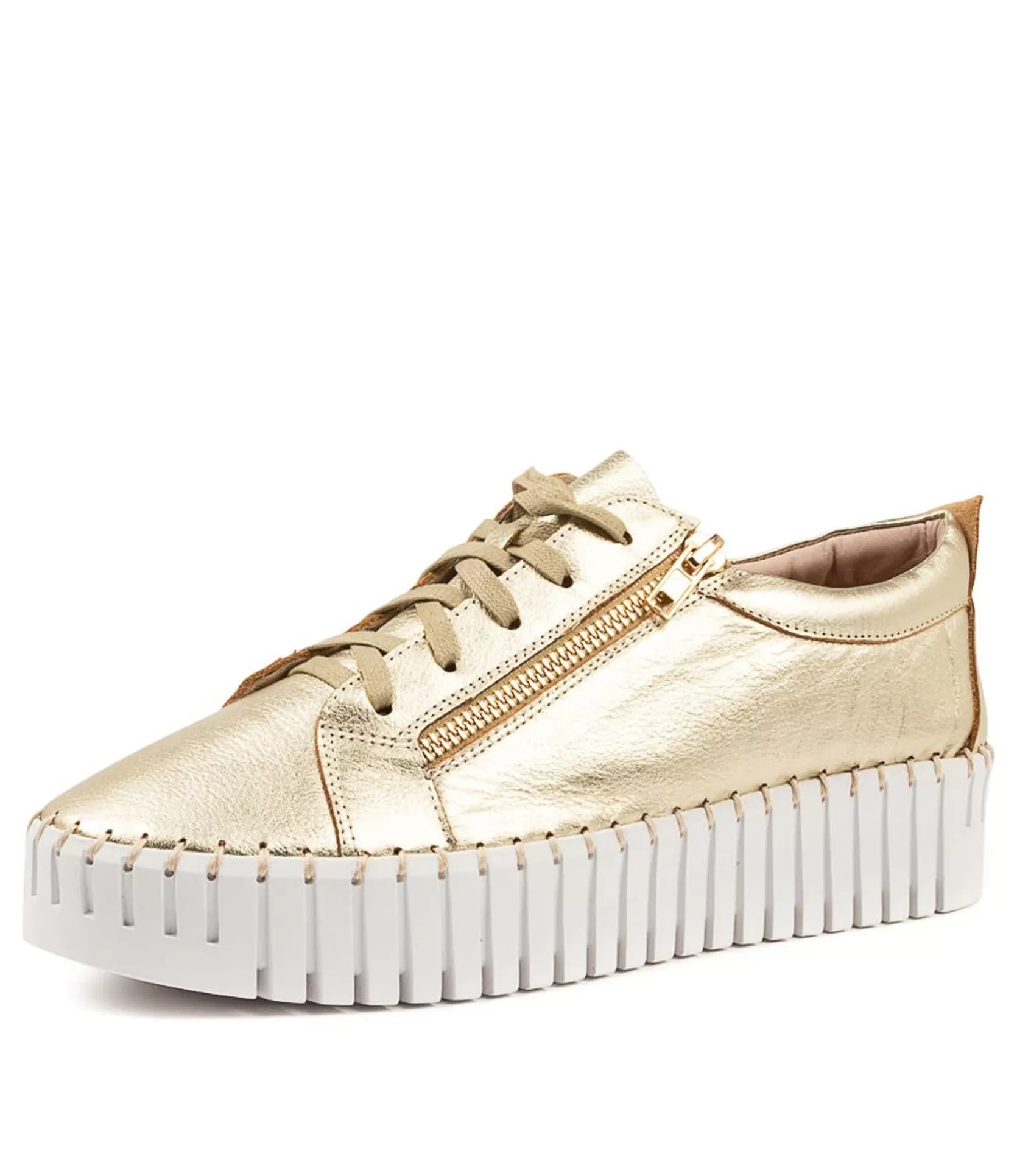 Best Braelyn Pale Gold Leather Women Sneakers