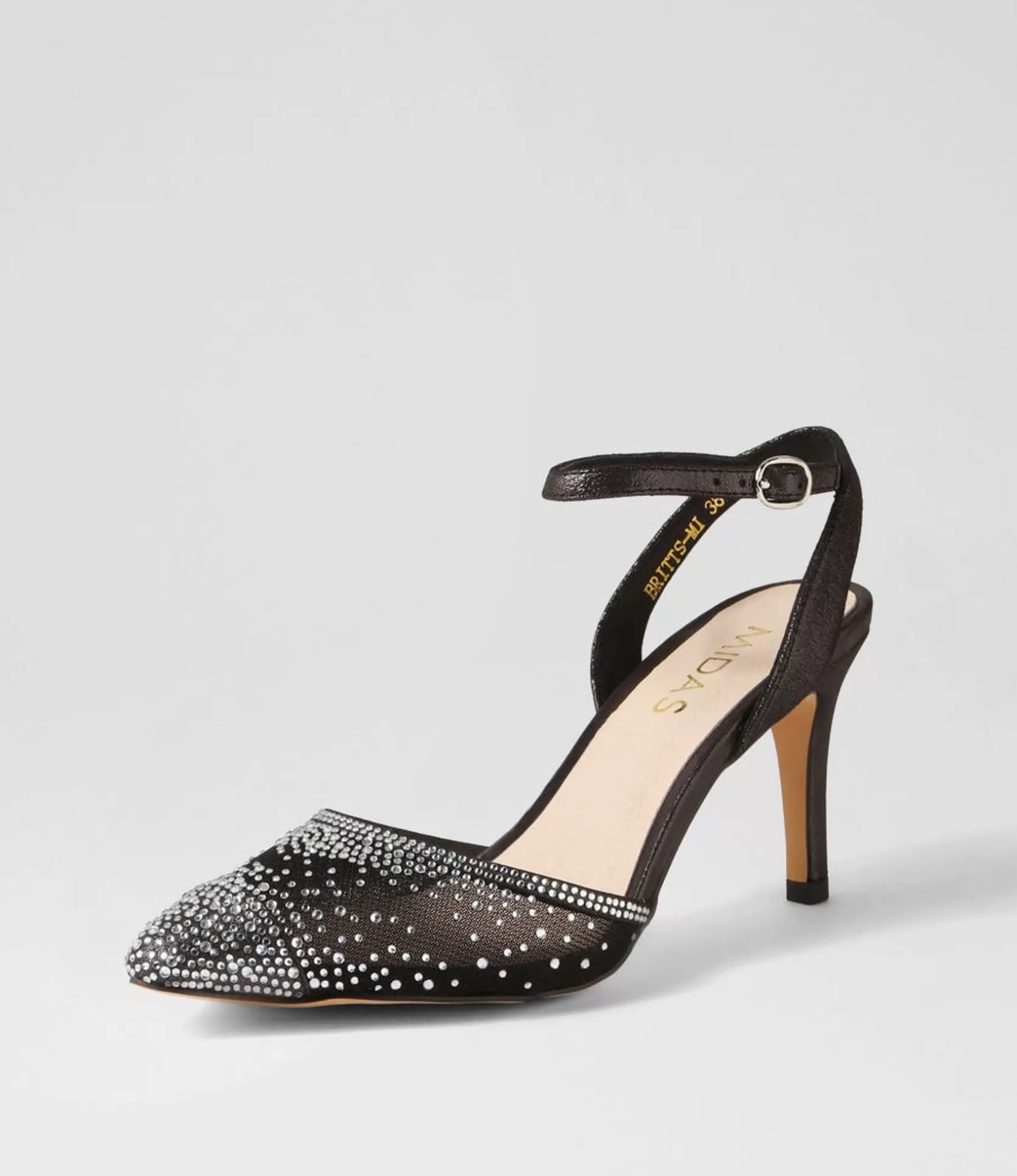 Cheap Britts Black Shimmer Silver Multi Heels Women Heels