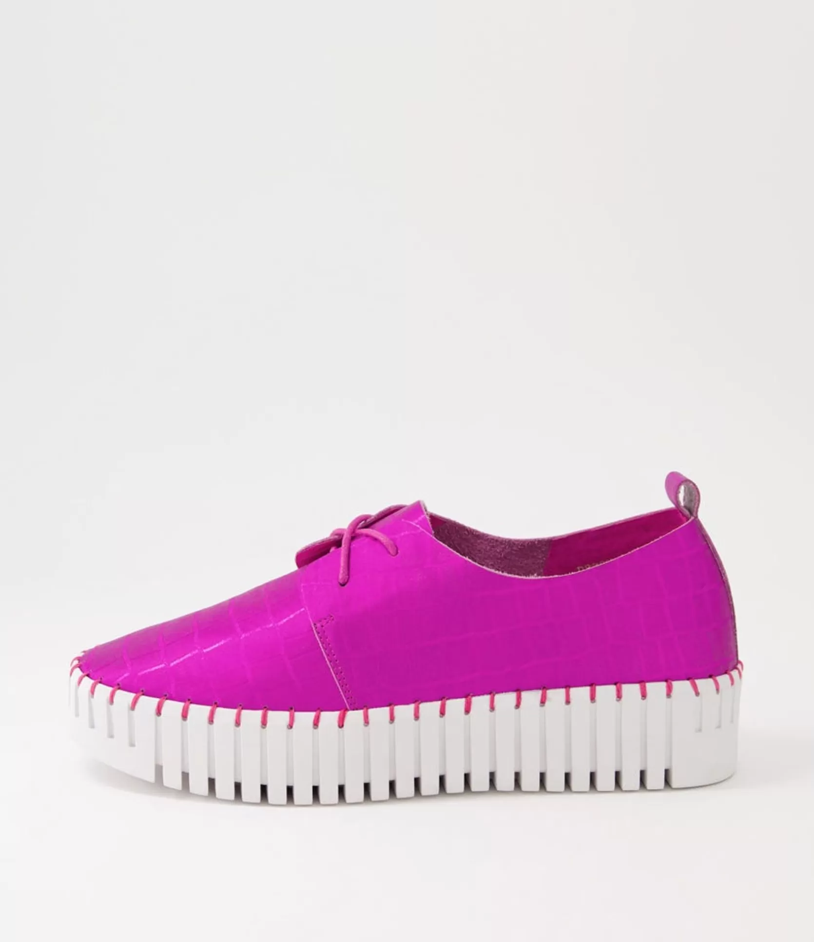 Best Sale Brooks Pink Matt White Croc Leather Sneakers Women Sneakers