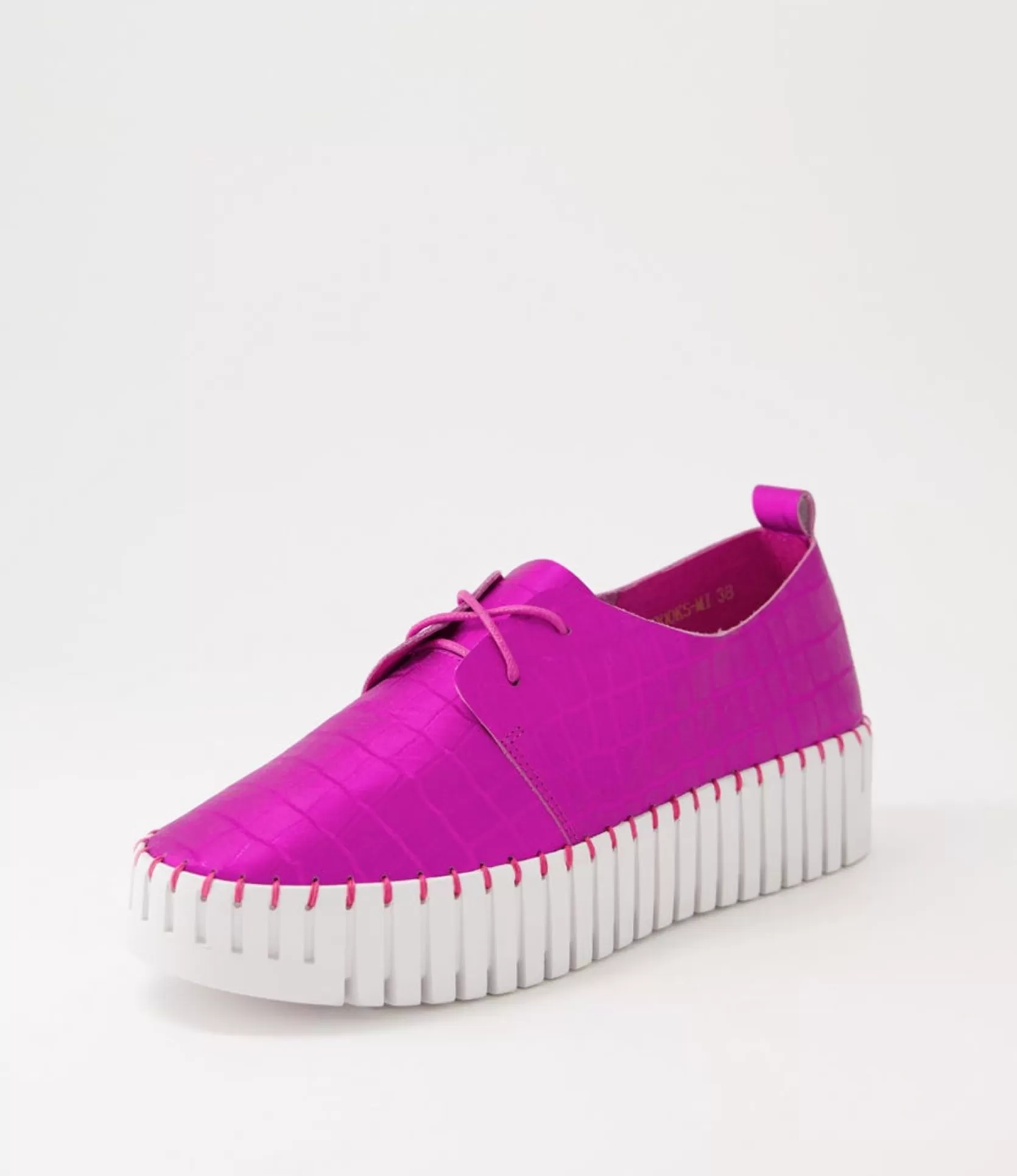 Best Sale Brooks Pink Matt White Croc Leather Sneakers Women Sneakers