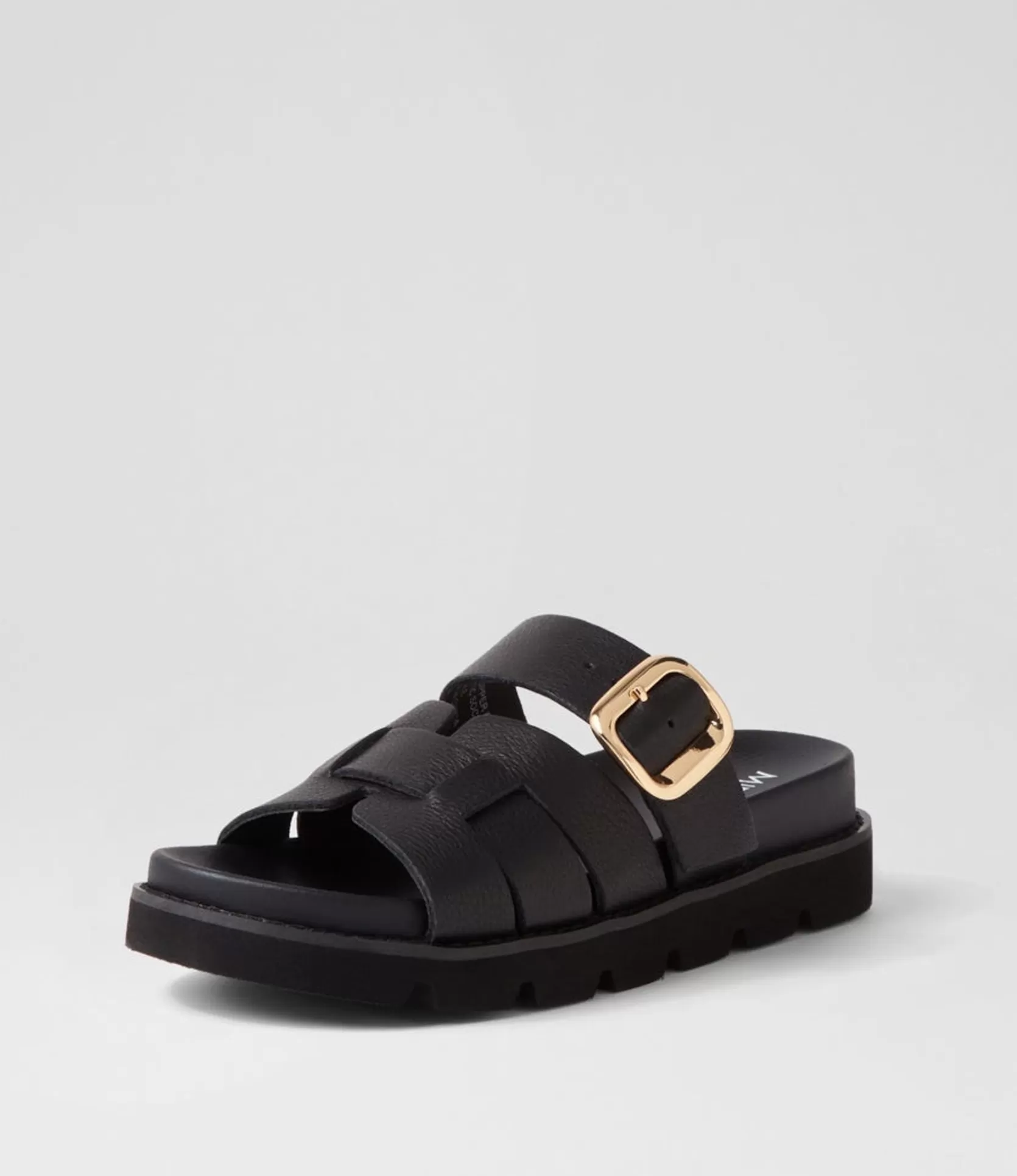 New Cajali Black Leather Slides Women Slides