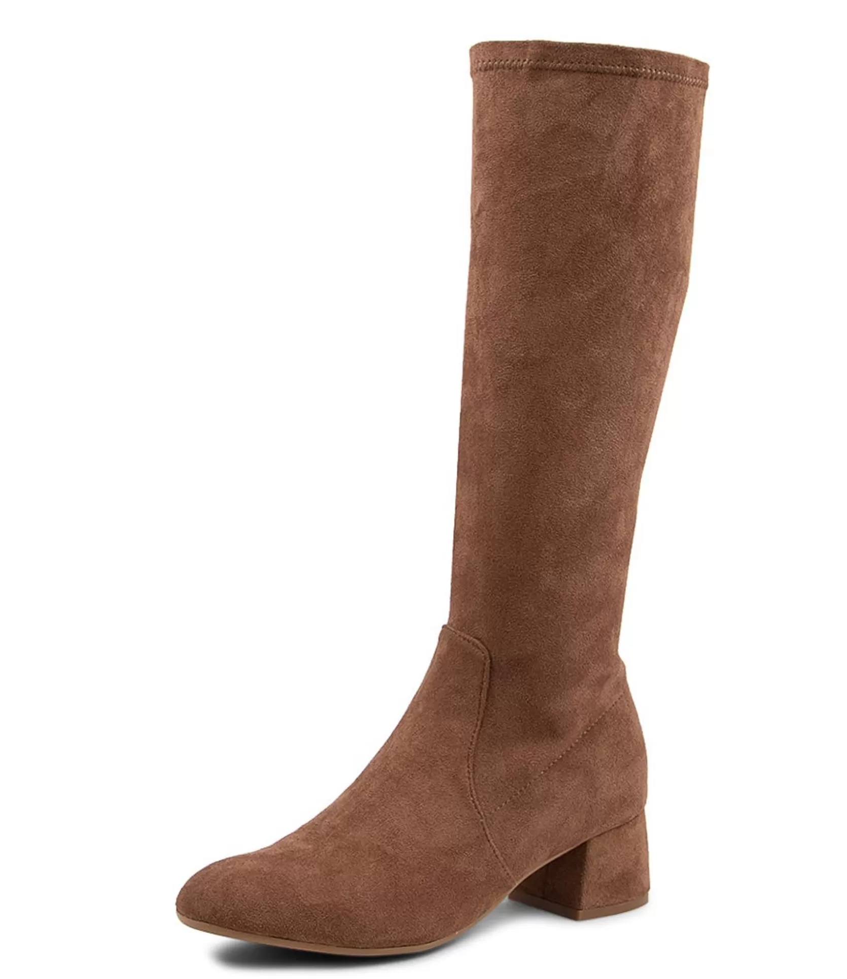 Shop Chevon Taupe Microsuede Knee High Boots Women Boots