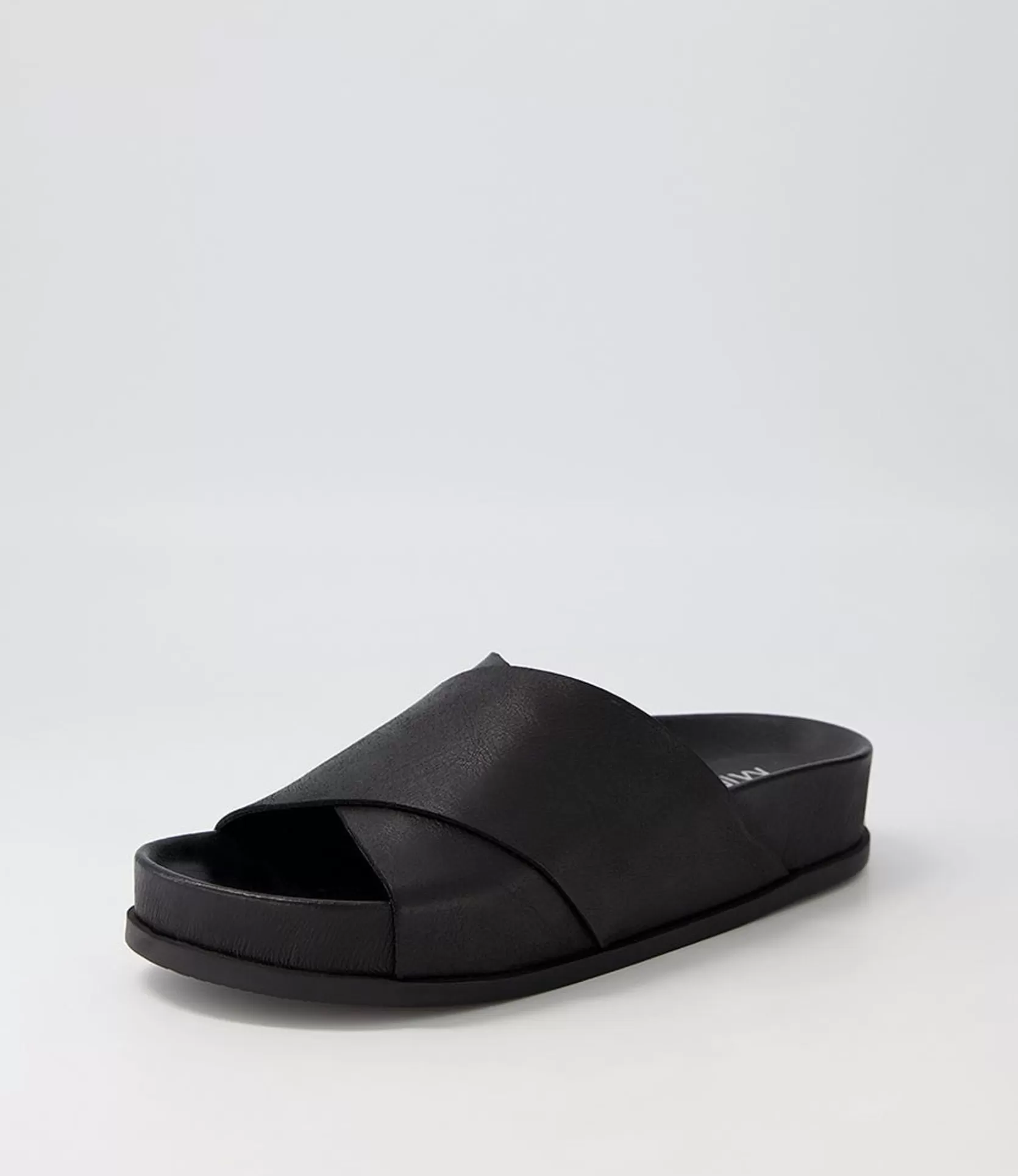 Best Sale Cori Black Leather Slides Women Flats