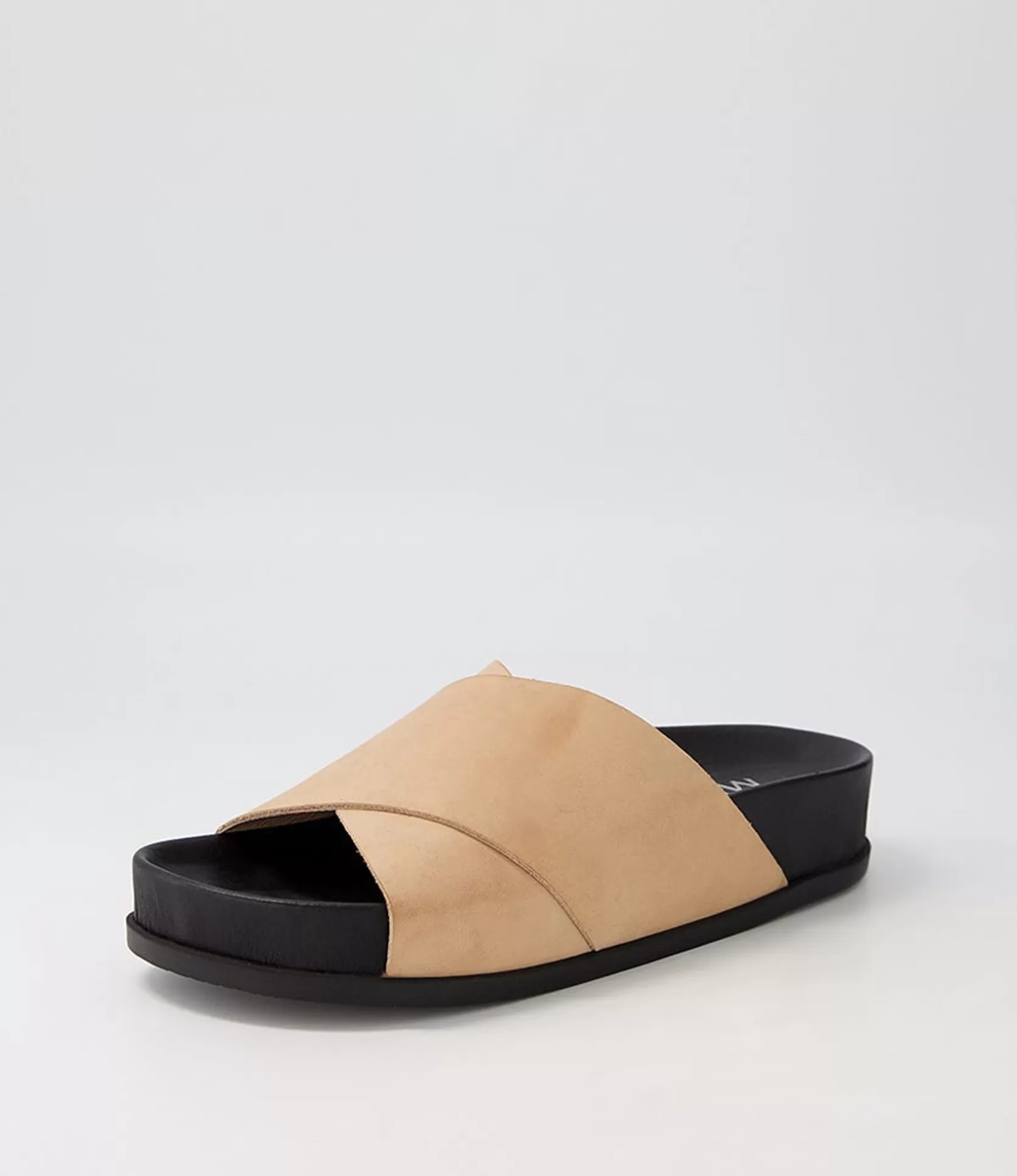 Best Sale Cori Nude Black Leather Slides Women Flats