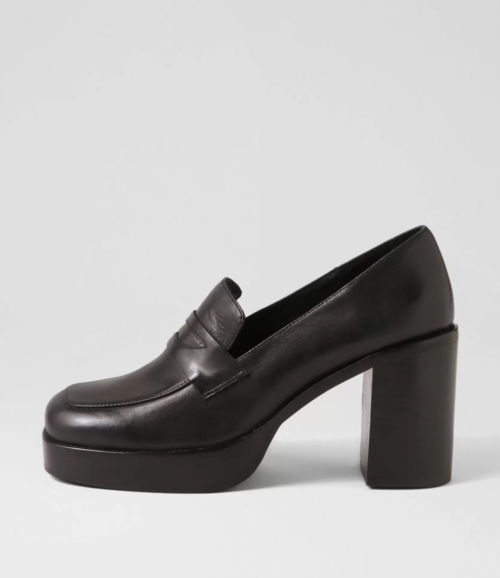 Discount Danille Black Leather Heels Women Loafers