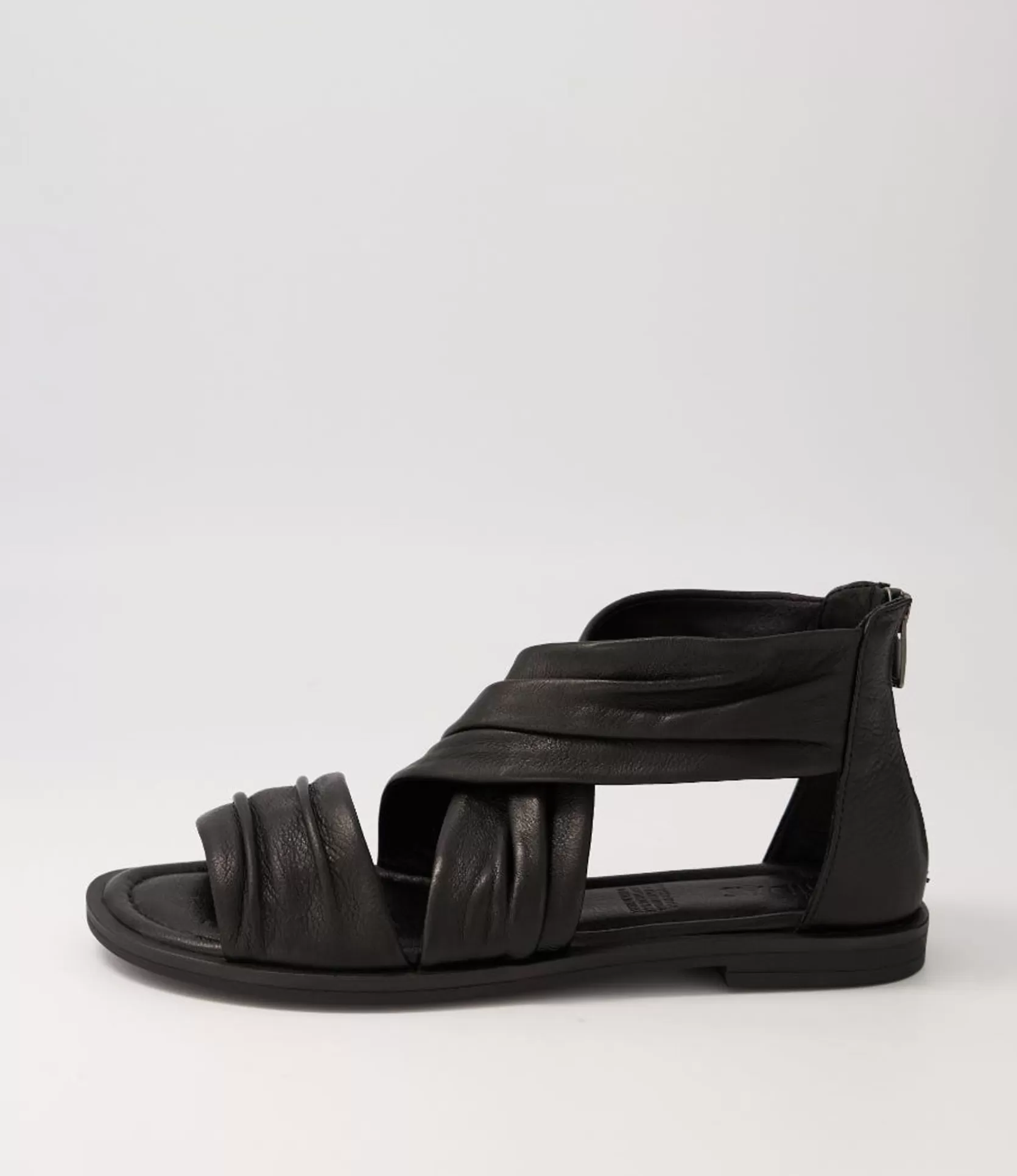 Cheap Dizzee Black Leather Sandals Bs Women Flats