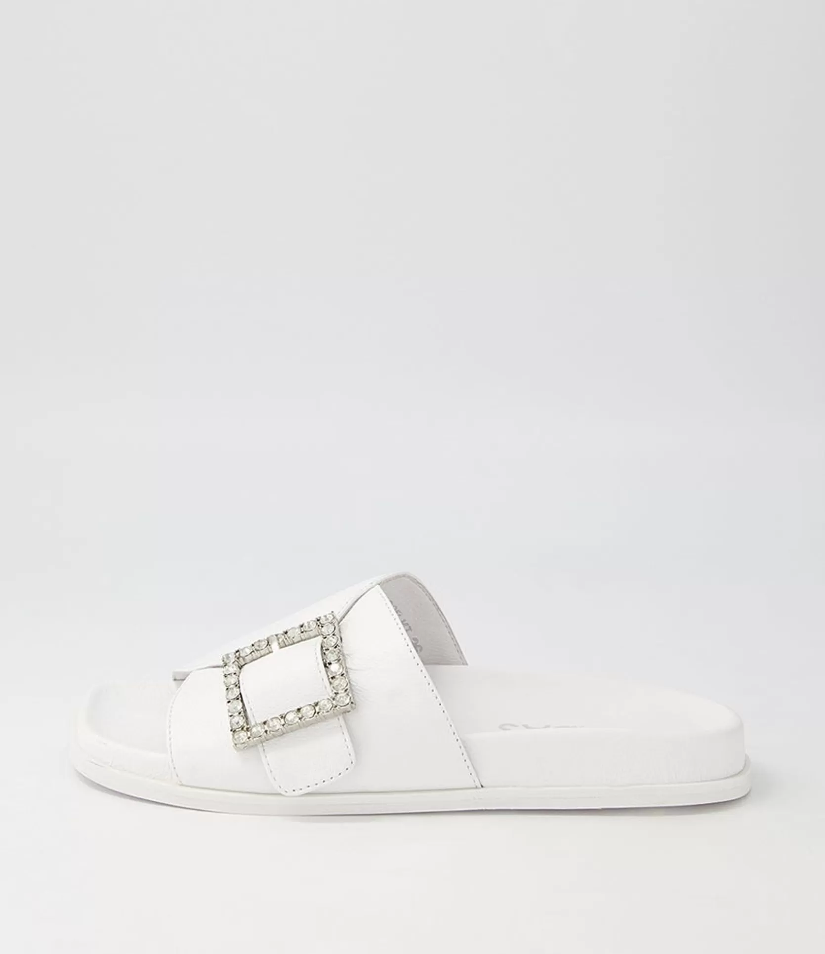 Best Doe White Leather Slides Women Flats