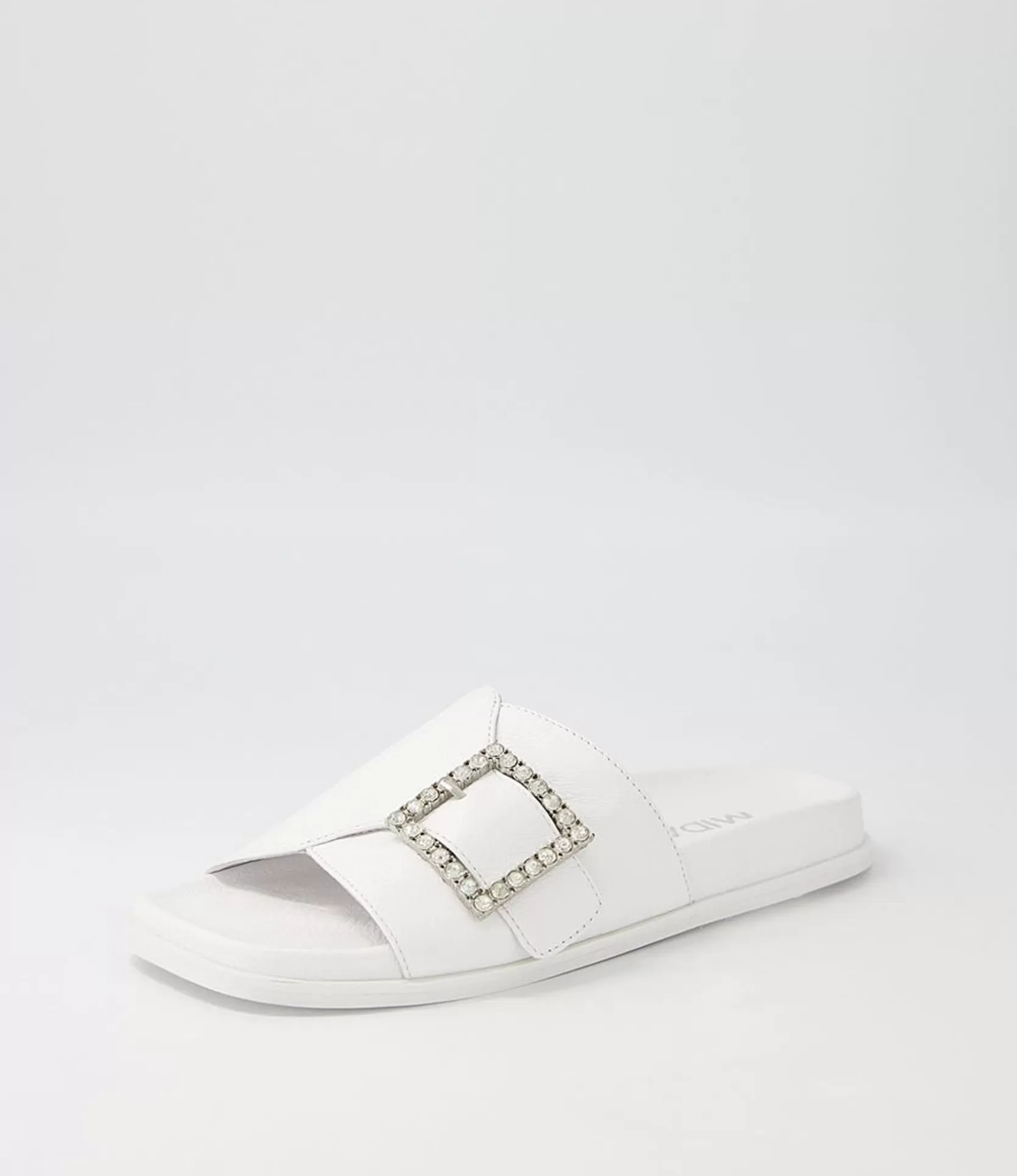 Best Doe White Leather Slides Women Flats