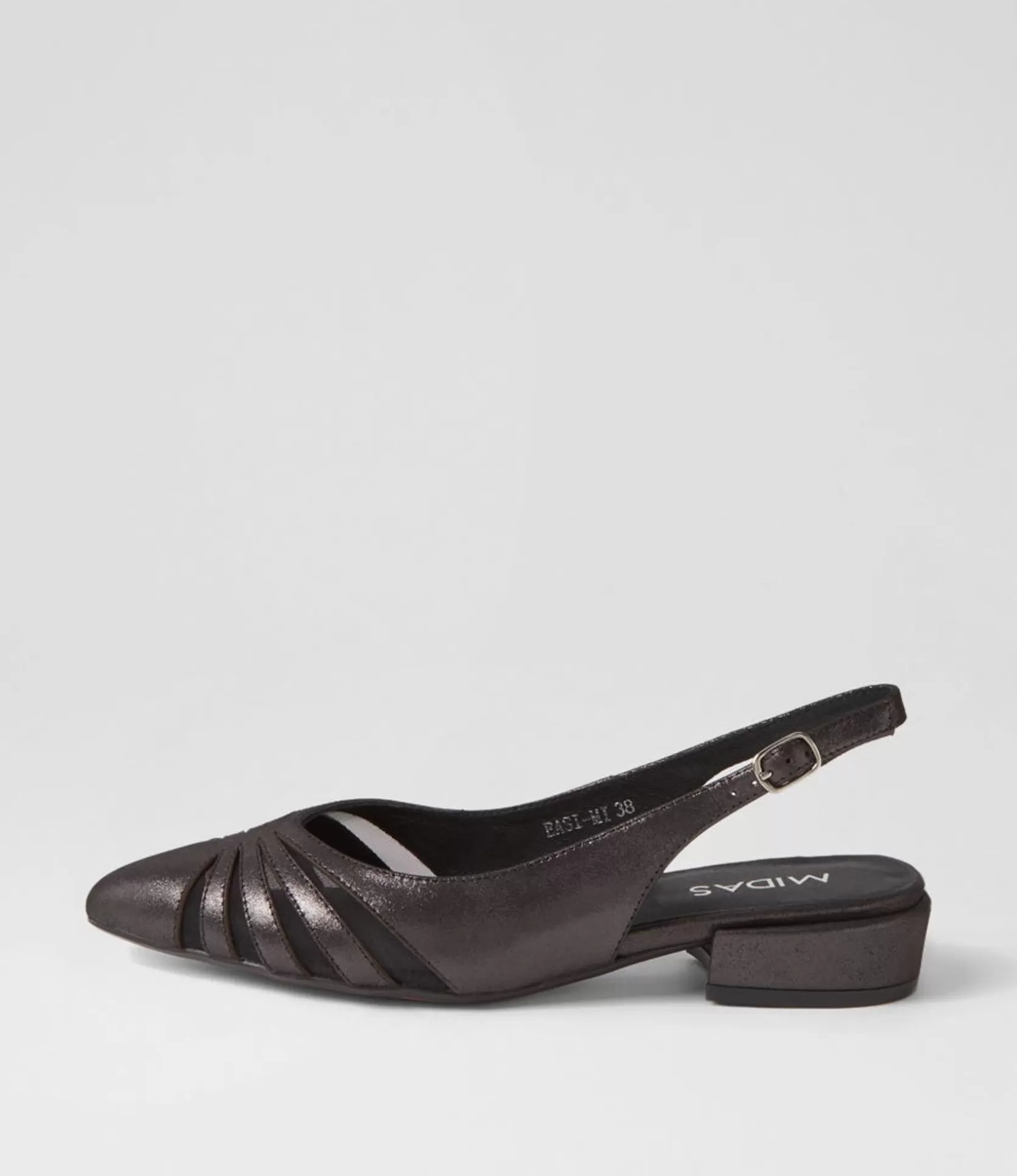 Best Sale Easi Black Shimmer Mesh Leather Flat Shoes Women Flats