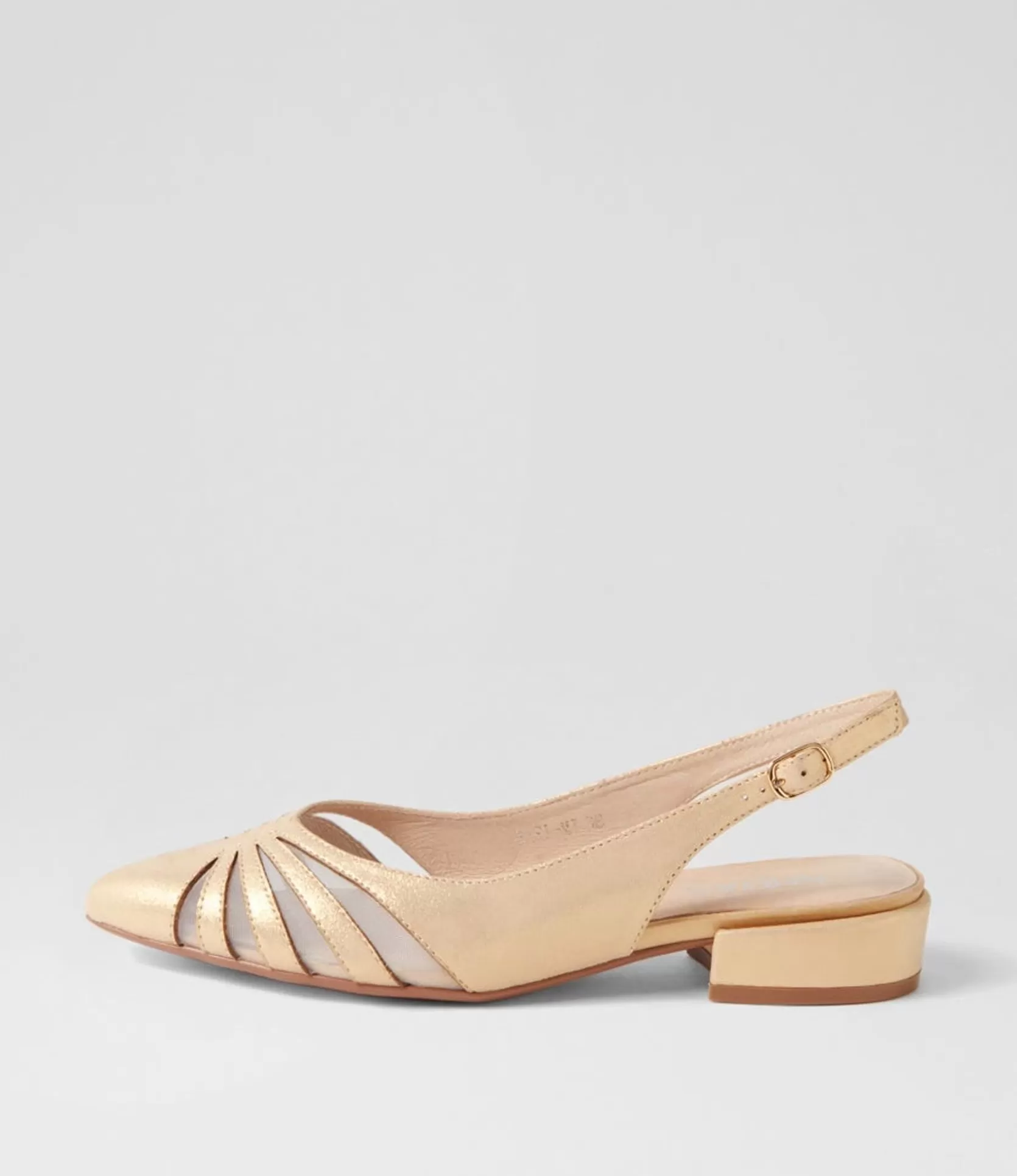Best Sale Easi Old Gold Shimmer Mesh Leather Flat Shoes Women Flats