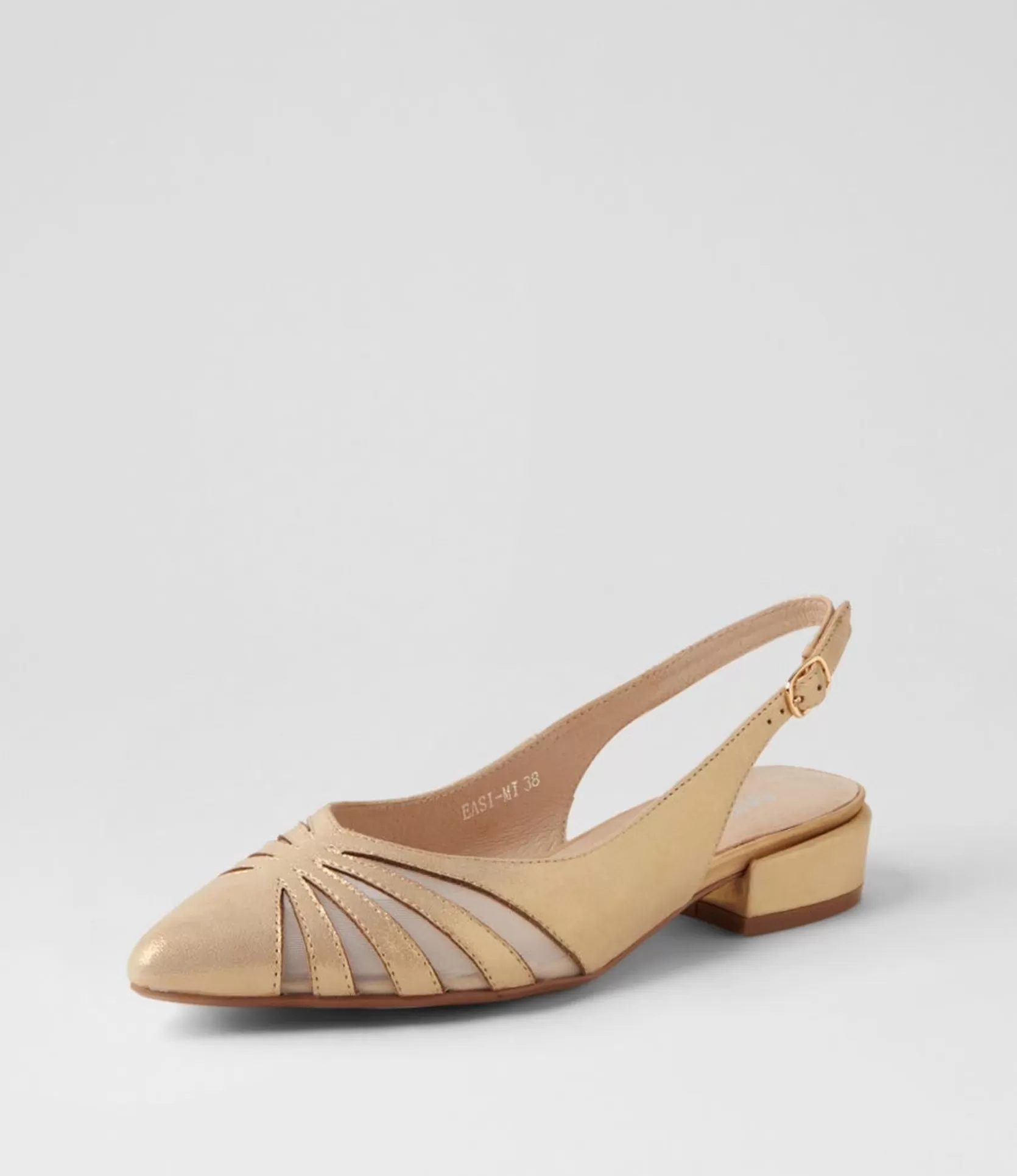 Best Sale Easi Old Gold Shimmer Mesh Leather Flat Shoes Women Flats
