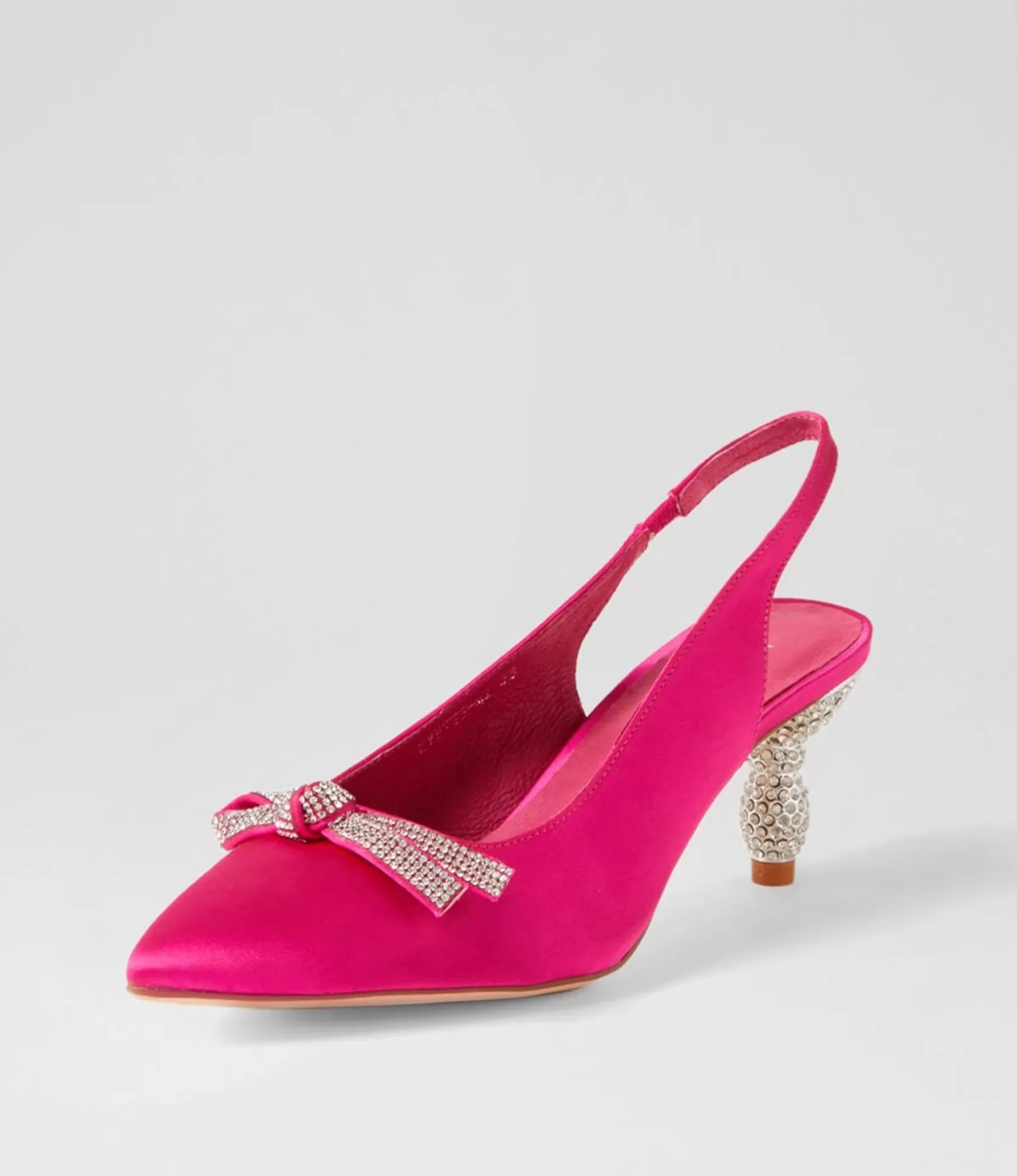 Cheap Evetts Hot Pink Satin Heels Women Heels