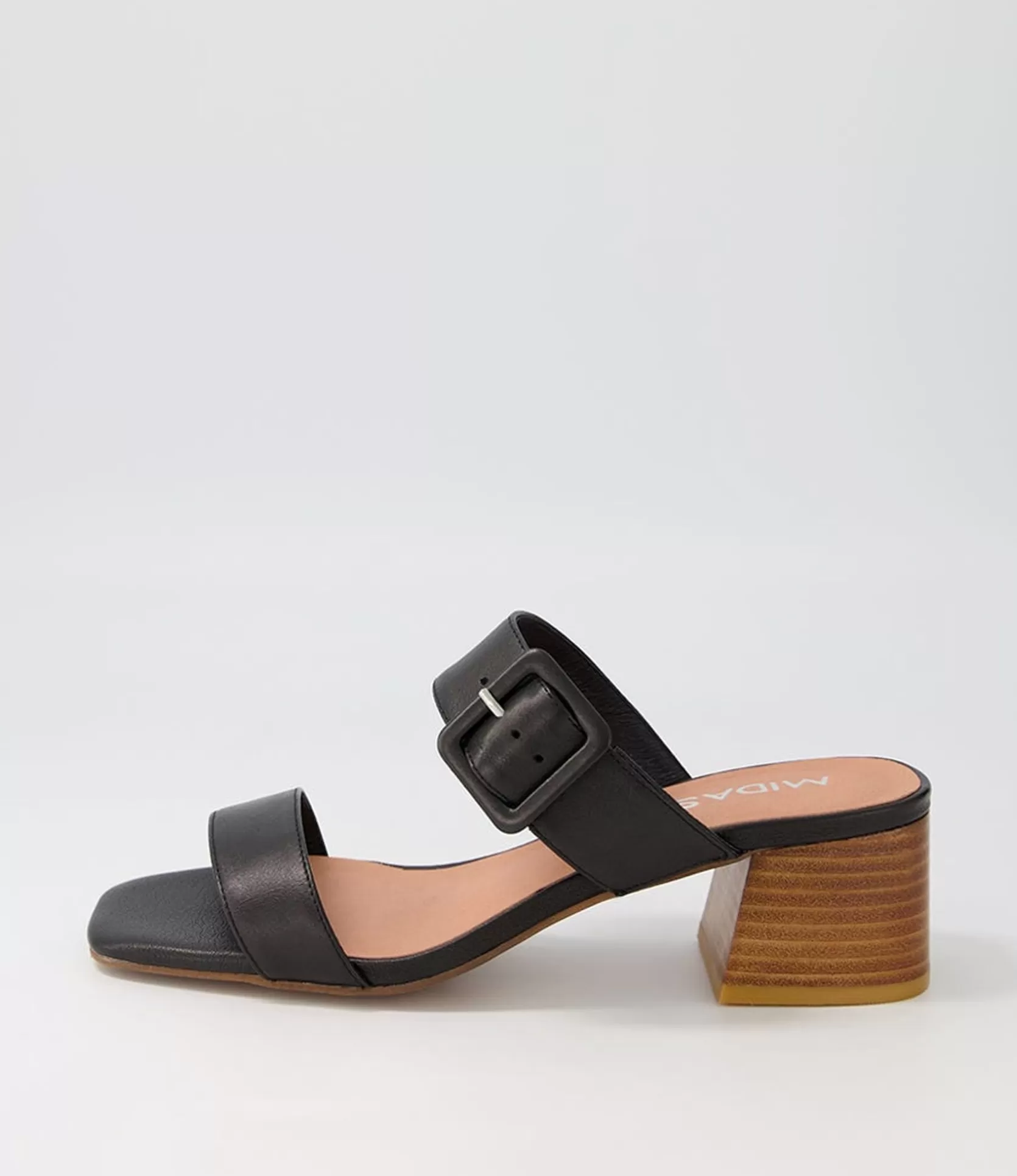 Sale Fantasy Black Natural Heel Leather Slides Women Heels