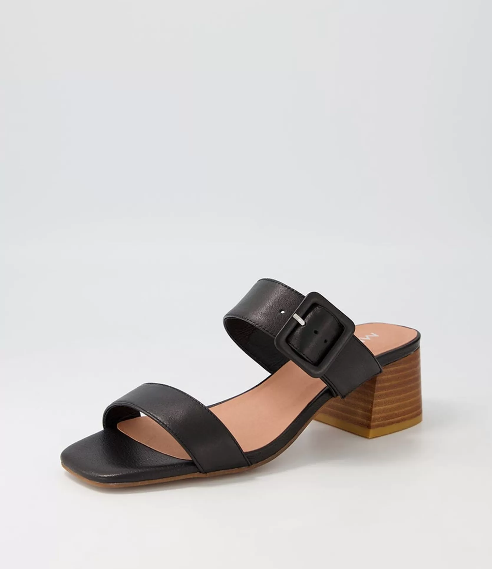 Sale Fantasy Black Natural Heel Leather Slides Women Heels