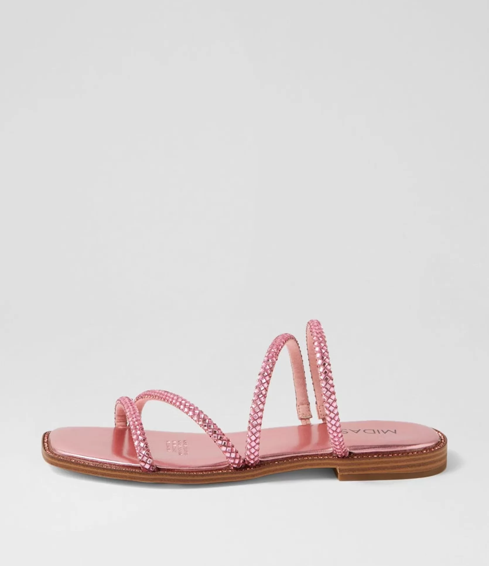 Best Sale Fanto Pale Pink Jewels Leather Slides Women Flats