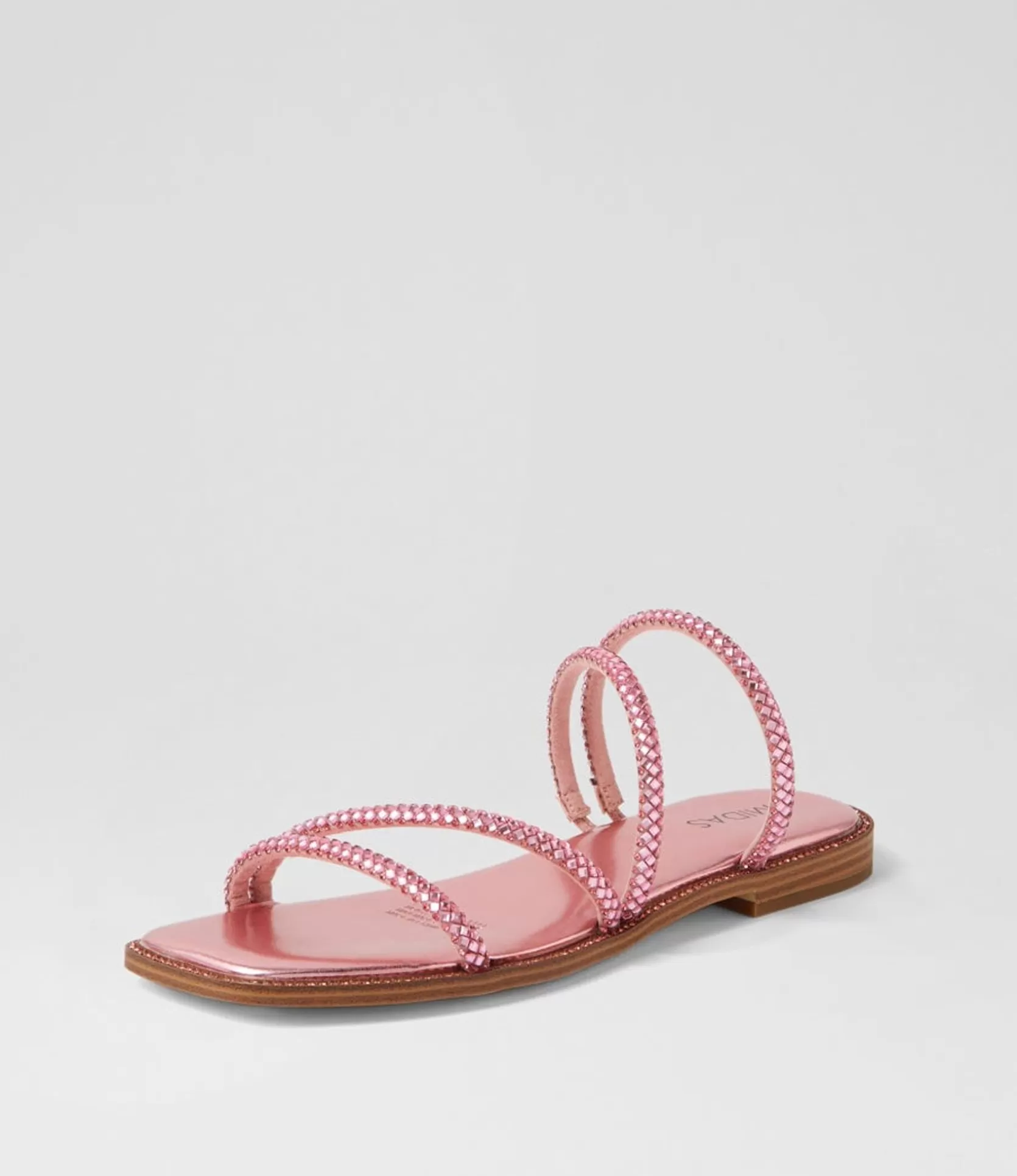 Best Sale Fanto Pale Pink Jewels Leather Slides Women Flats