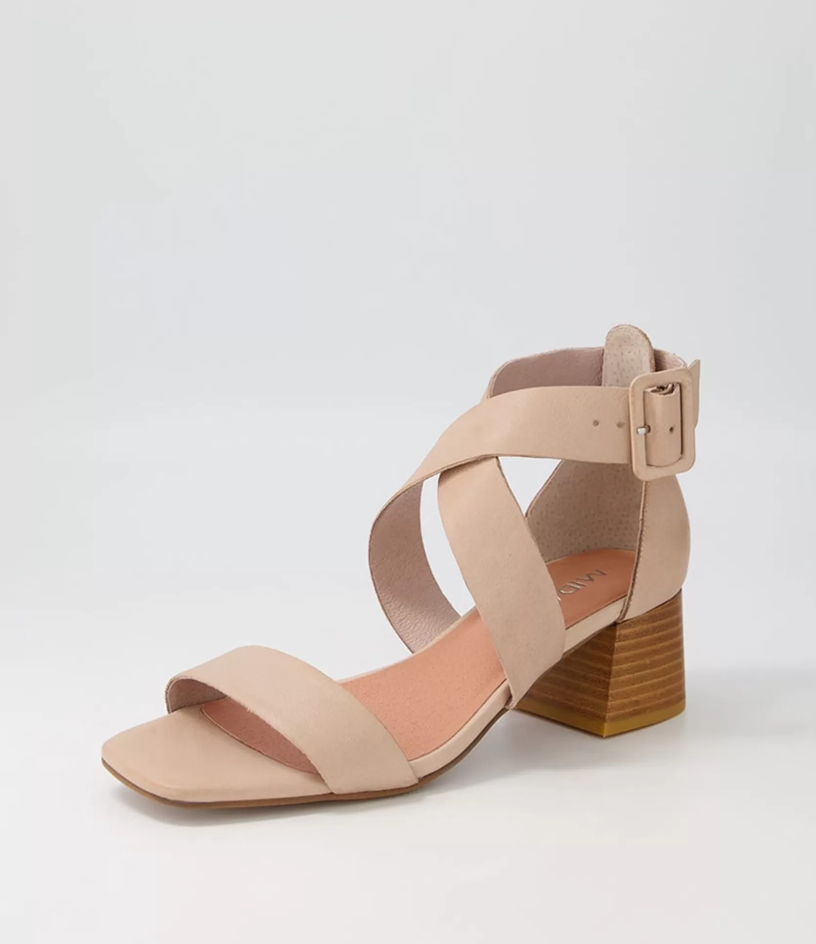 Cheap Farlane Dark Nude Leather Sandals Women Heels